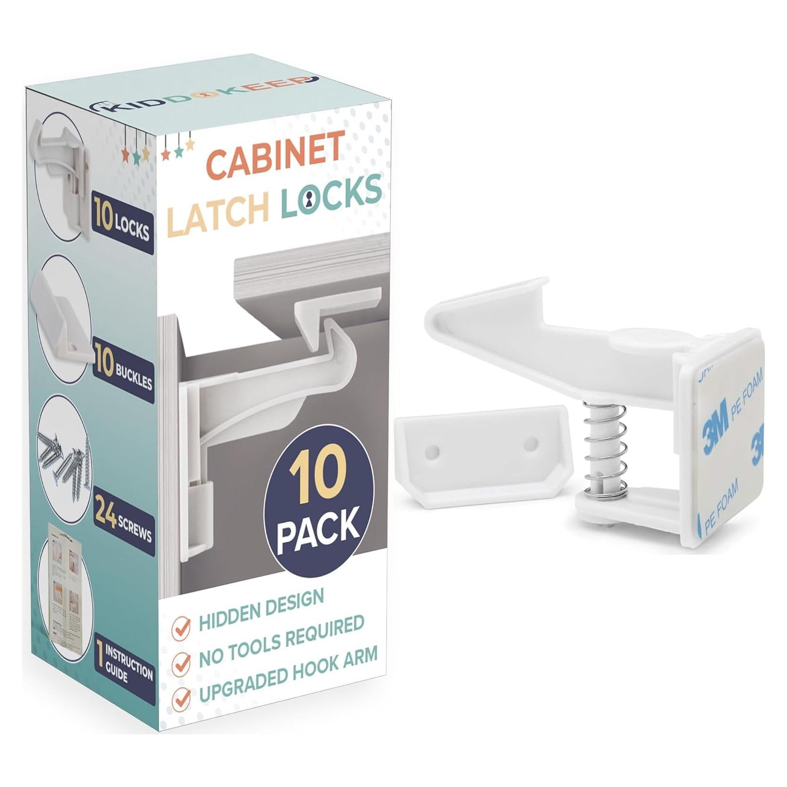 Pestillos de Seguridad para Gabinetes KiddoKeep - 10 Pcs