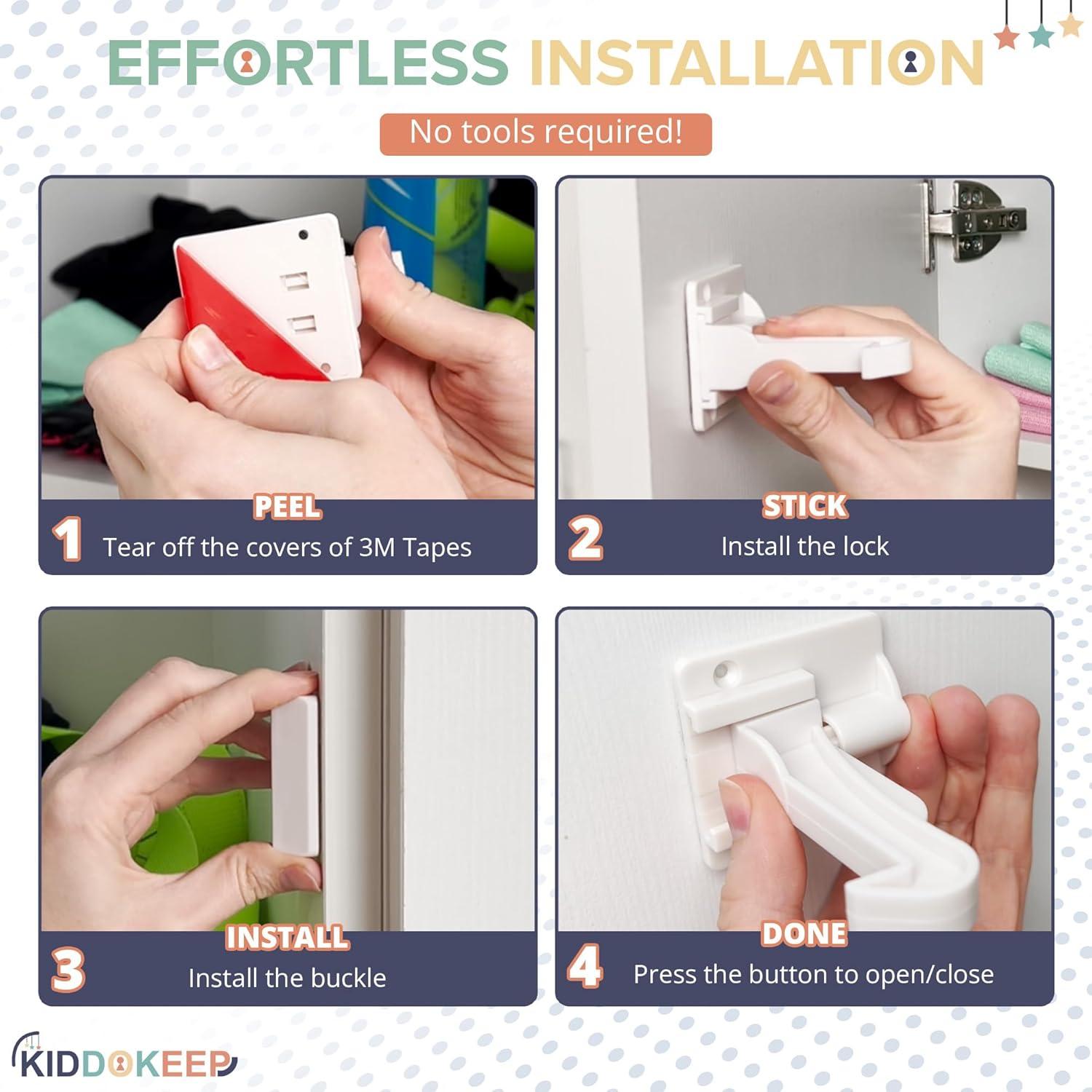 Pestillos de Seguridad para Gabinetes KiddoKeep - 10 Pcs