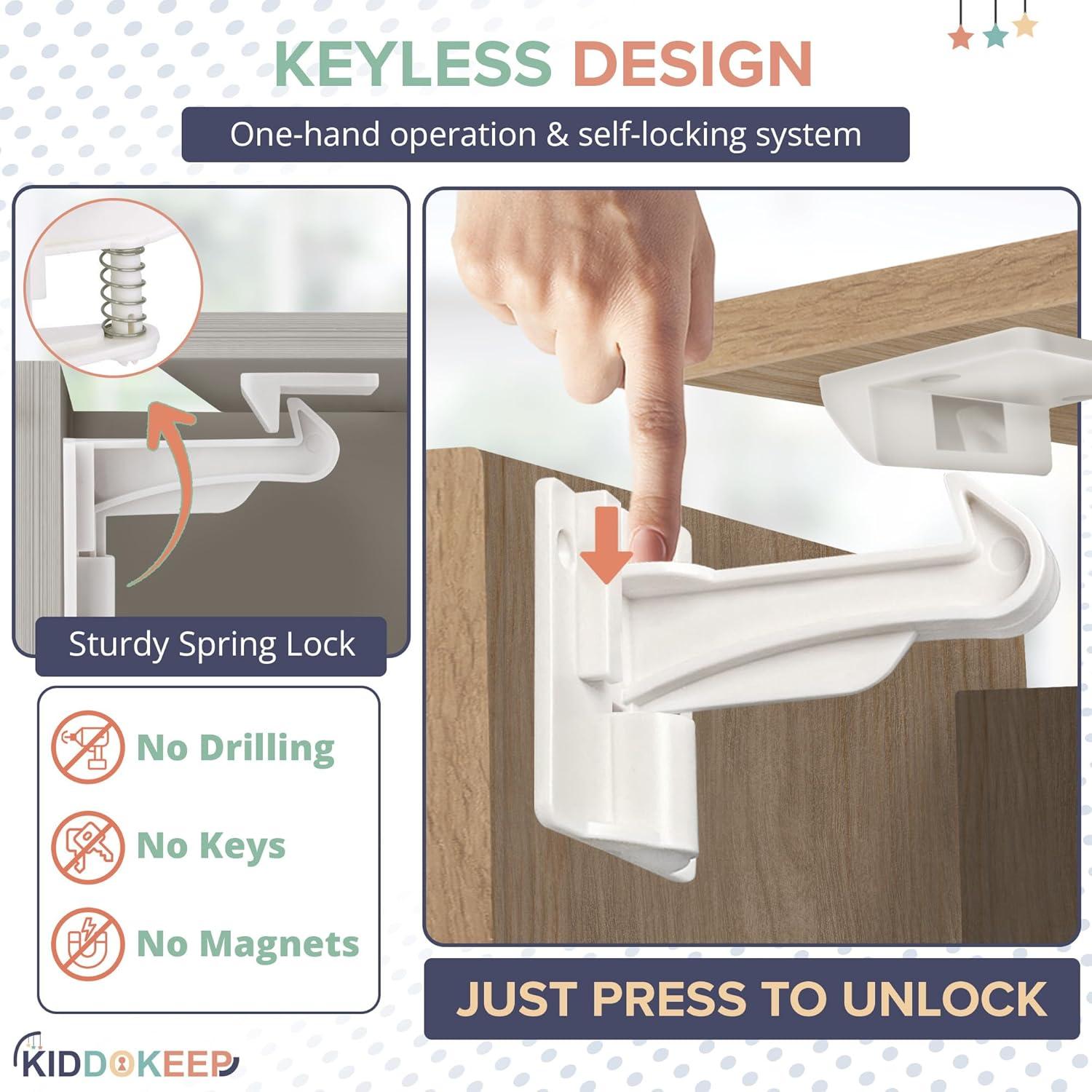 Pestillos de Seguridad para Gabinetes KiddoKeep - 10 Pcs