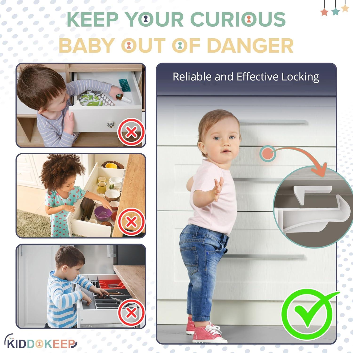 Pestillos de Seguridad para Gabinetes KiddoKeep - 10 Pcs