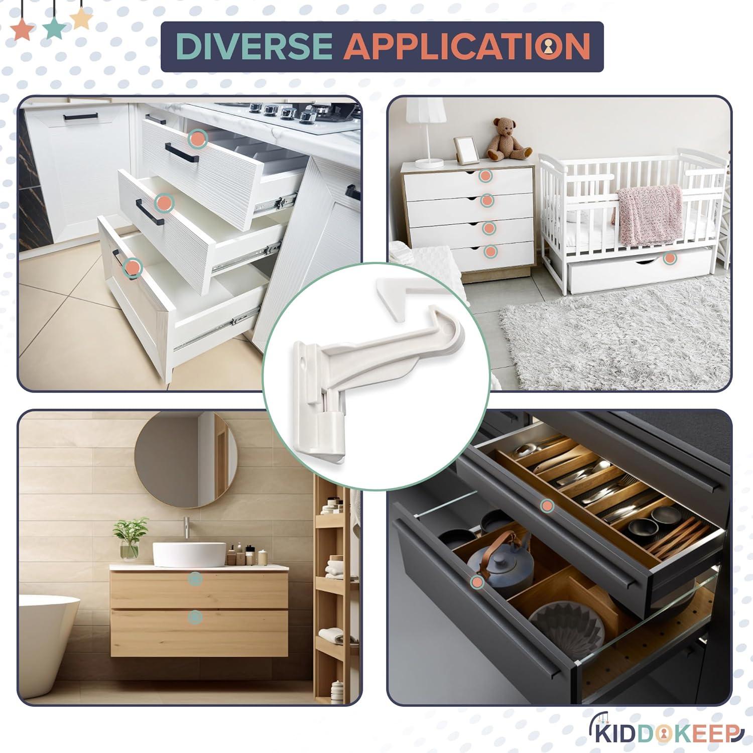 Pestillos de Seguridad para Gabinetes KiddoKeep - 10 Pcs