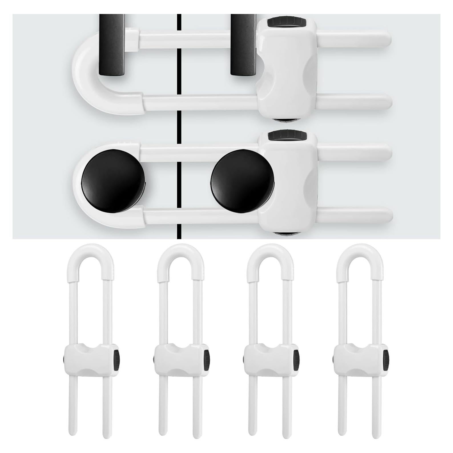 Cerraduras de Gabinete para Niños 4 Pcs U-Shape Blanco
