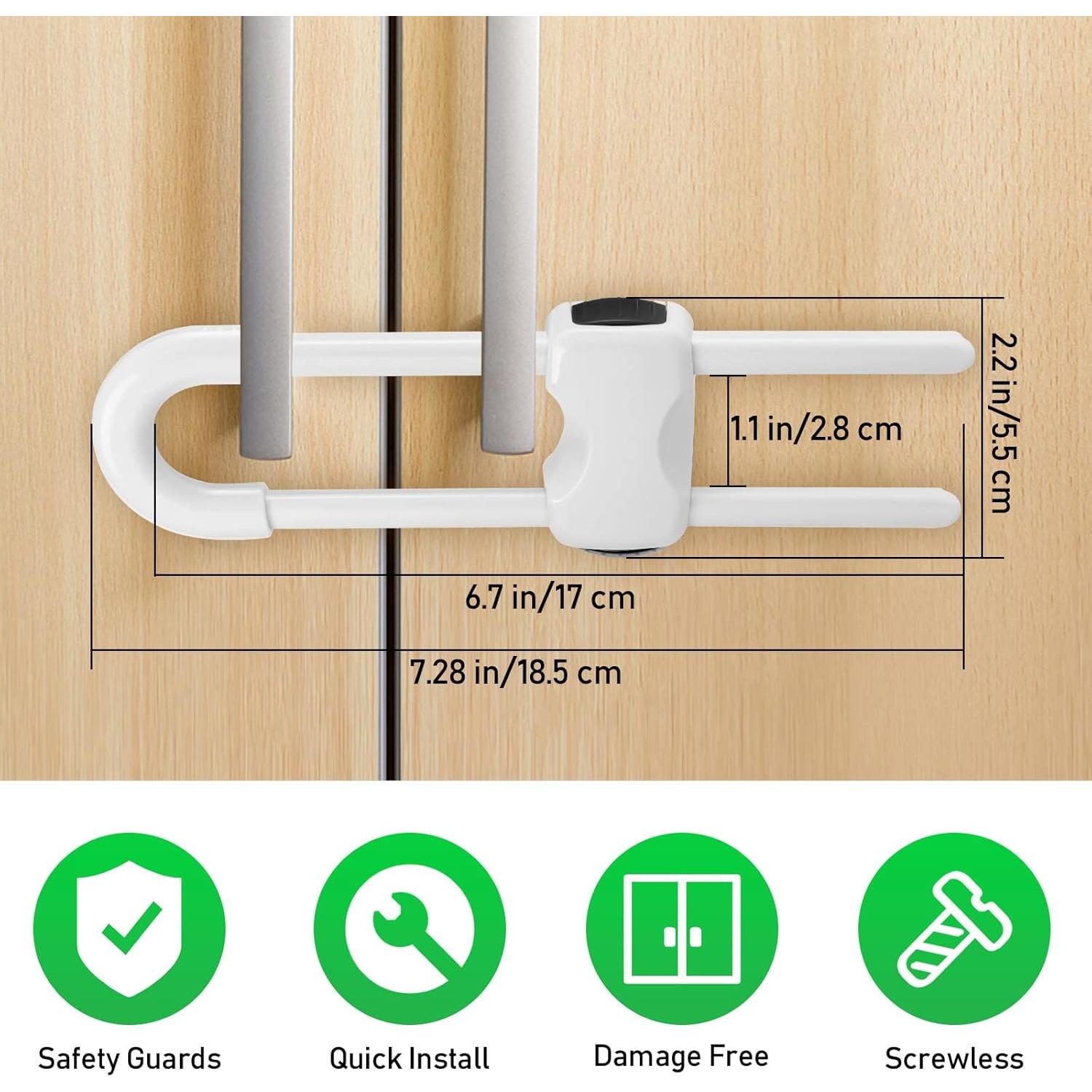 Cerraduras de Gabinete para Niños 4 Pcs U-Shape Blanco