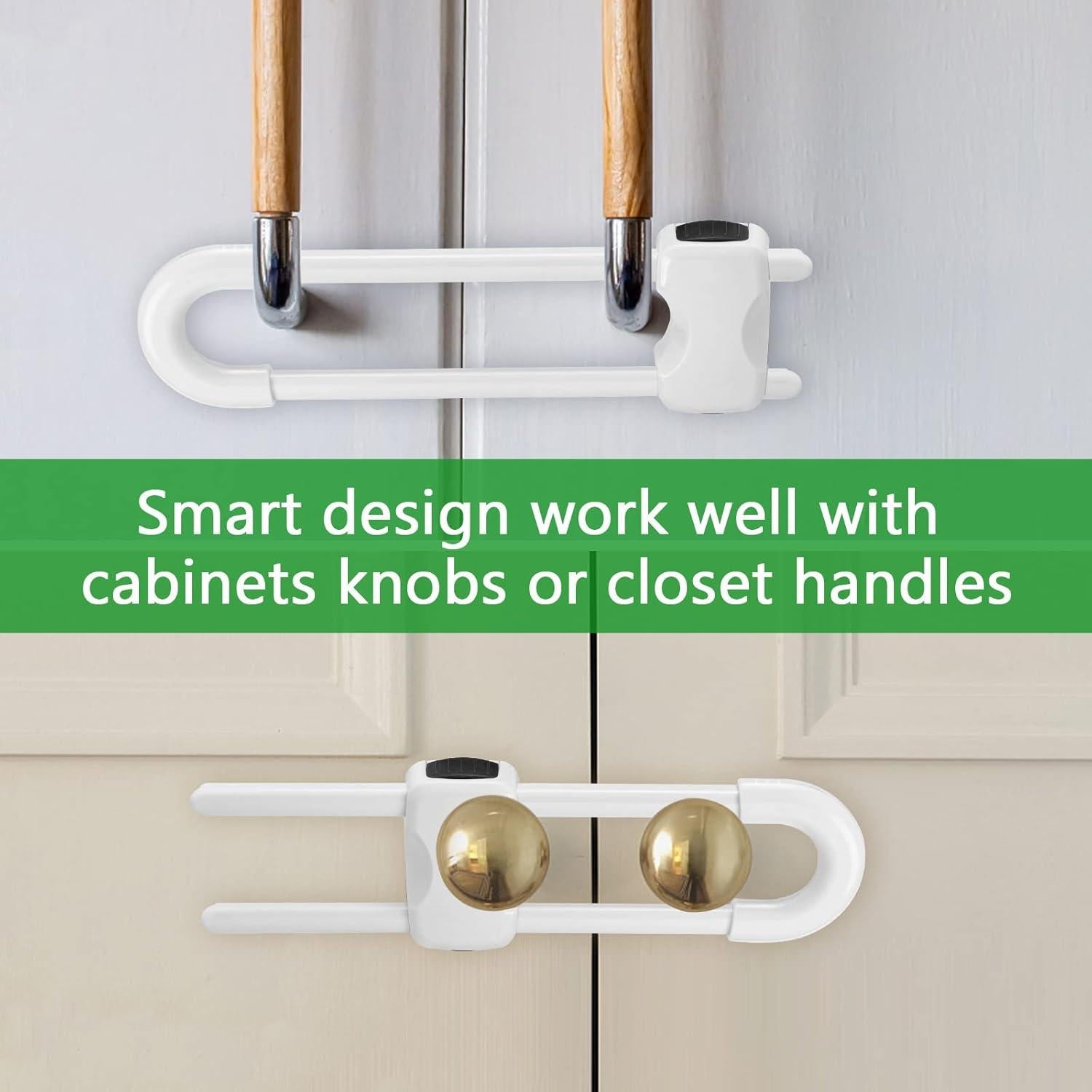 Cerraduras de Gabinete para Niños 4 Pcs U-Shape Blanco