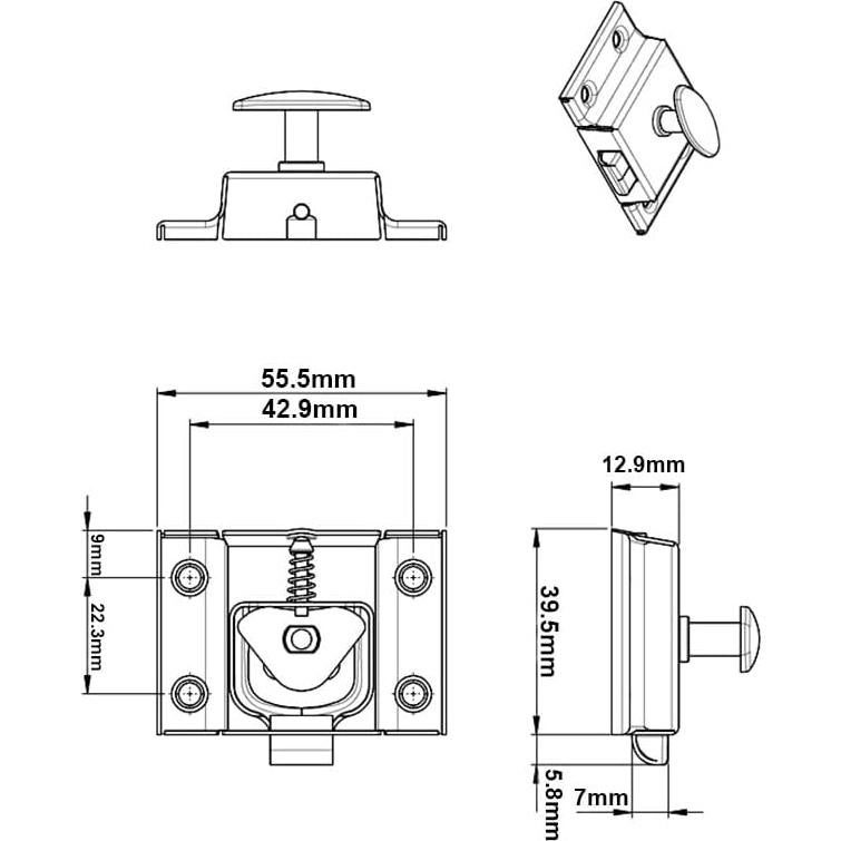 Cerradura de Gabinete Ovalada QCAA Cromada 5.46x5.58cm