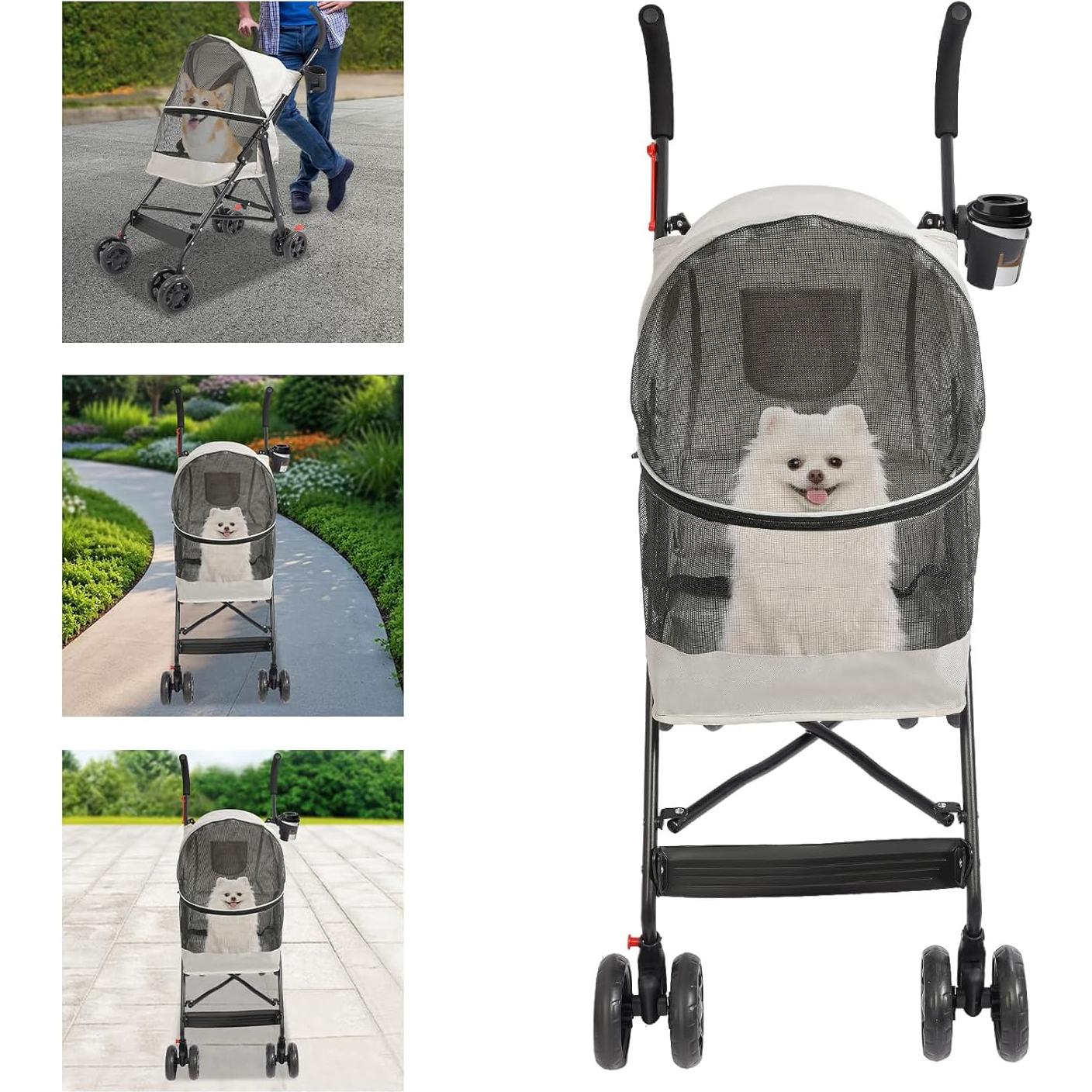 Carrito para Mascotas GUDBYWXB Gris Plegable hasta 10 kg