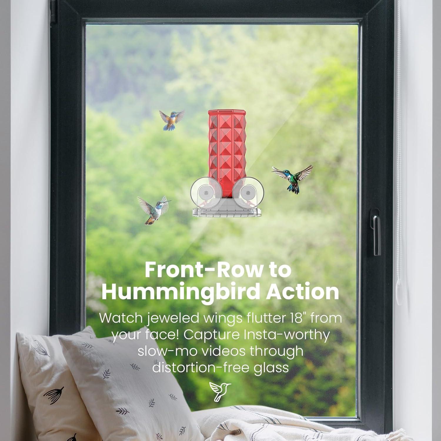 Alimentador de Colibríes MrCrafts 2Pcs Ventana 0.47L Vidrio Rojo