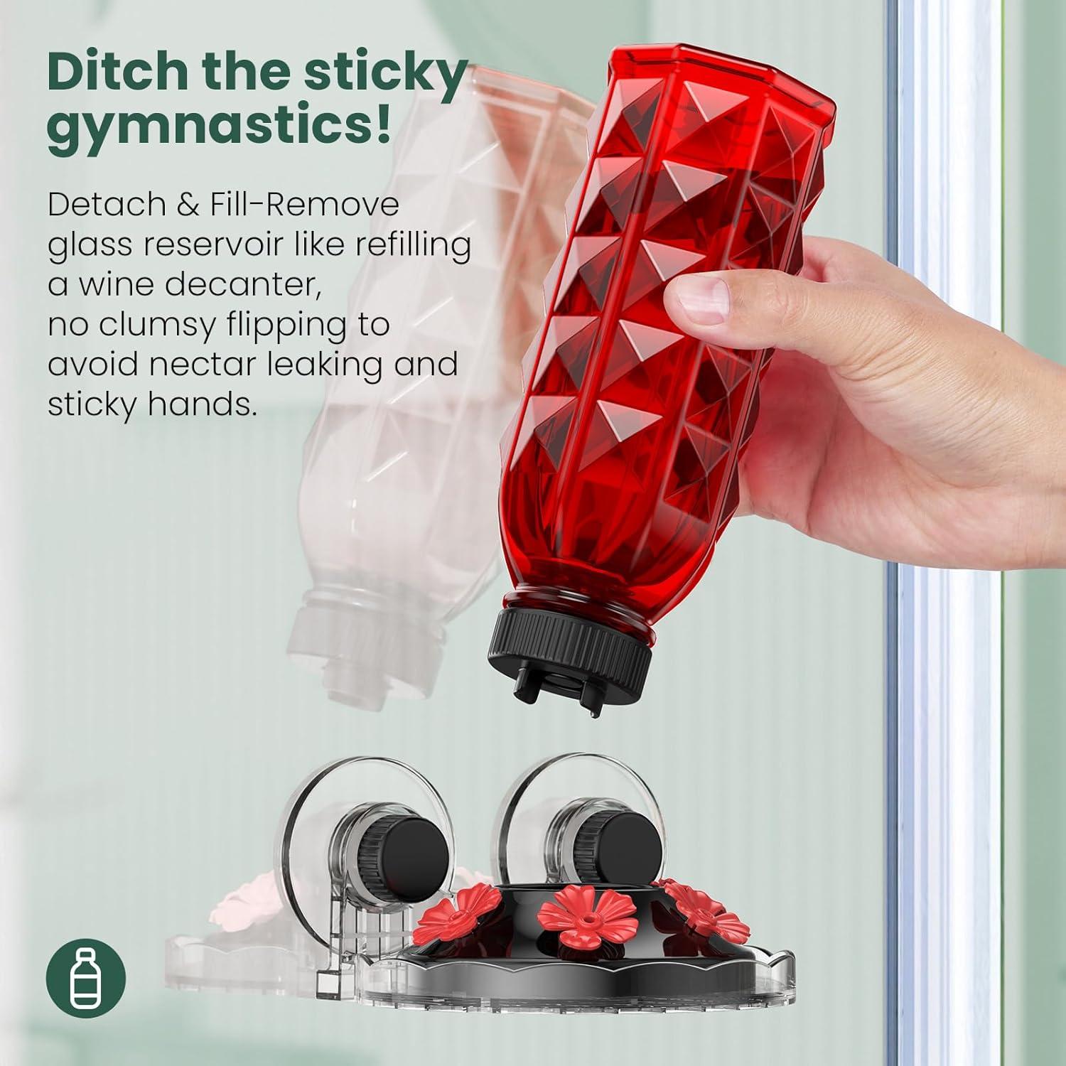 Alimentador de Colibríes MrCrafts 2Pcs Ventana 0.47L Vidrio Rojo