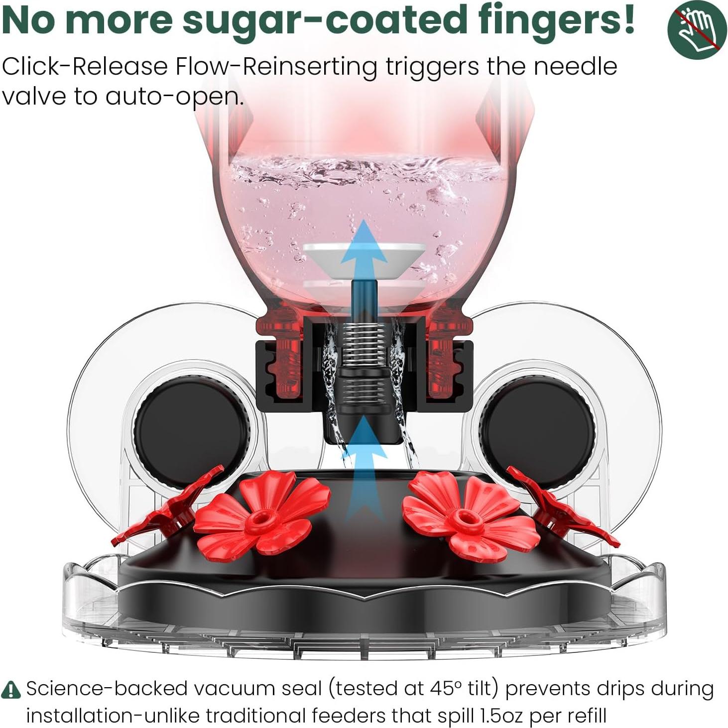 Alimentador de Colibríes MrCrafts 2Pcs Ventana 0.47L Vidrio Rojo