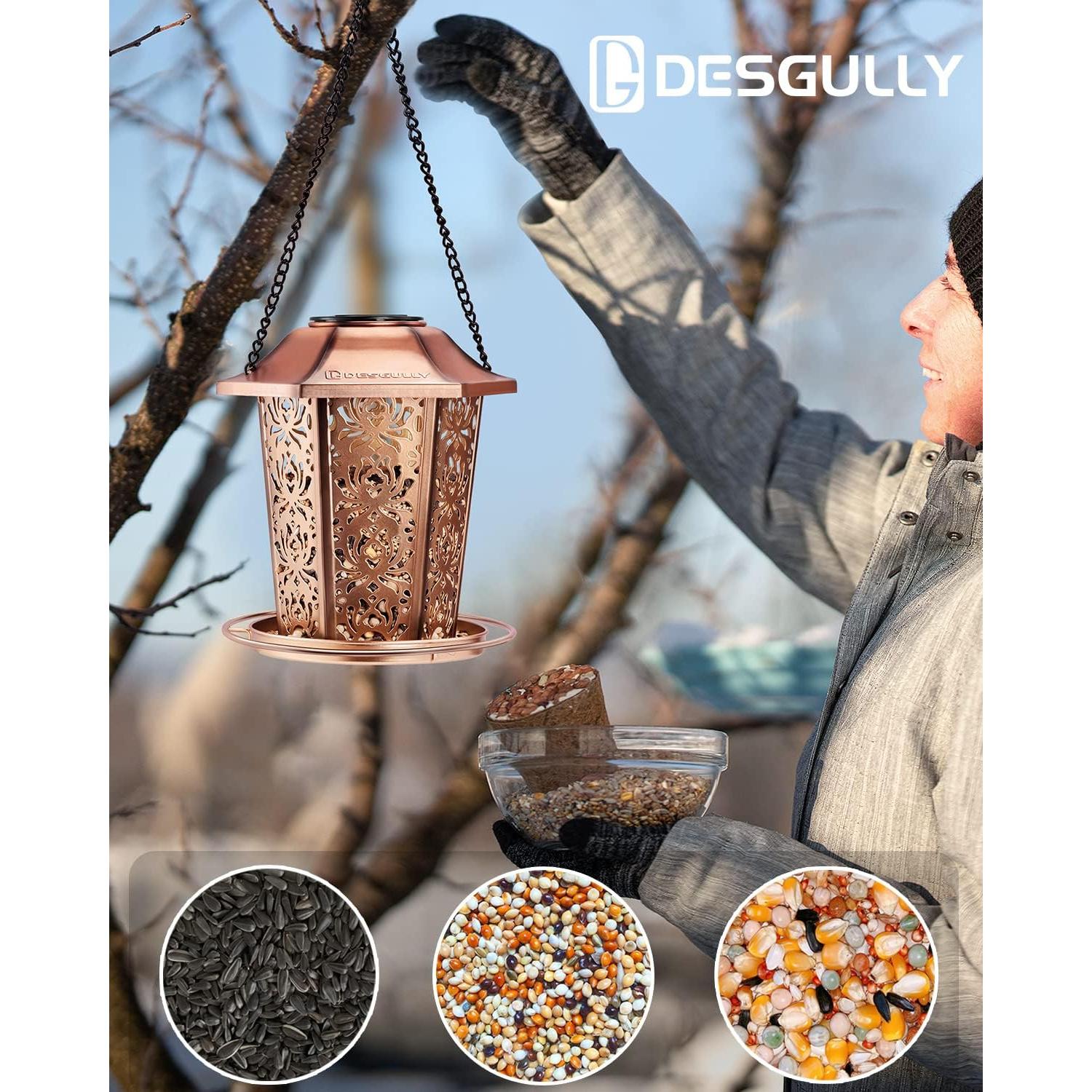 Comedero de Aves Solar DesGully de Metal 1.1kg Resistente