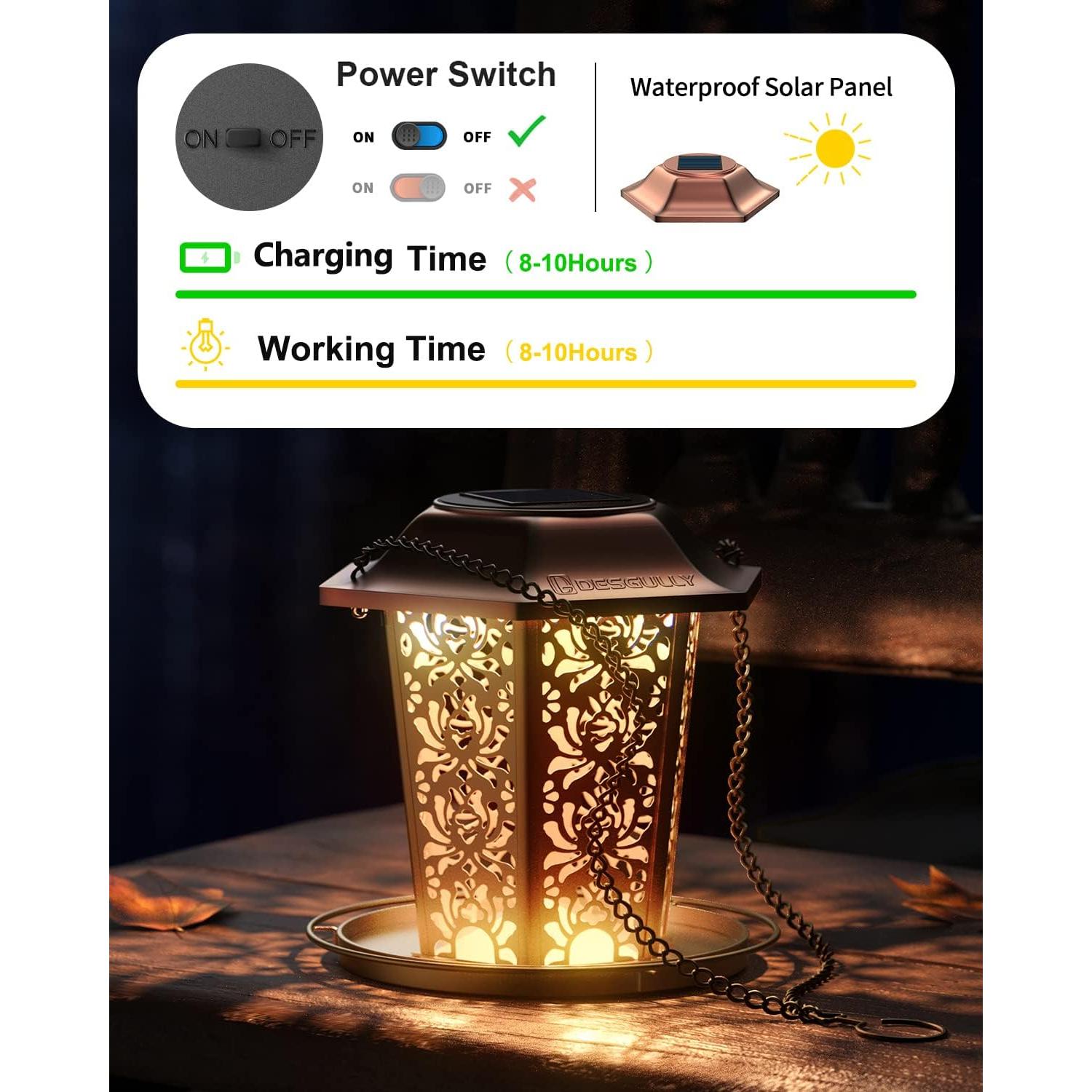 Comedero de Aves Solar DesGully de Metal 1.1kg Resistente