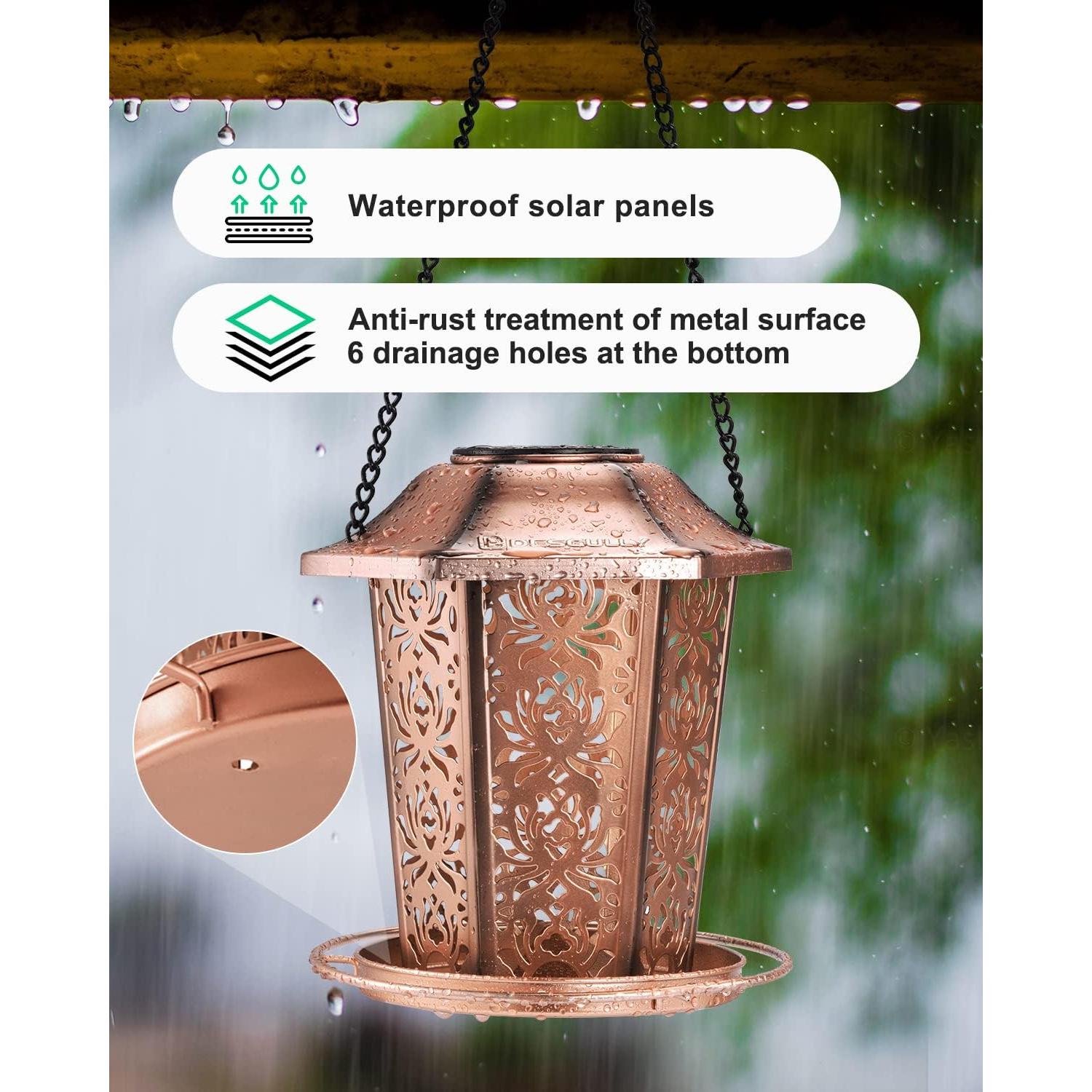 Comedero de Aves Solar DesGully de Metal 1.1kg Resistente