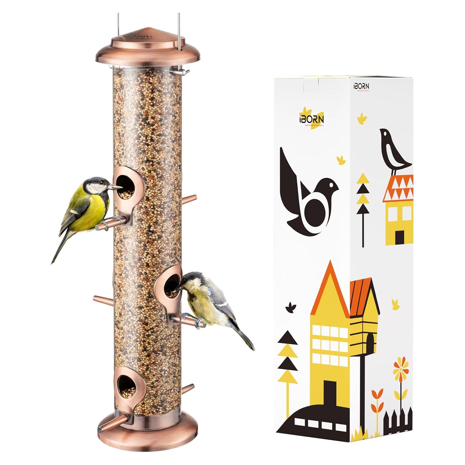 Comedero para Aves iBorn Cobre Cepillado 6 Puertos 39.62 cm