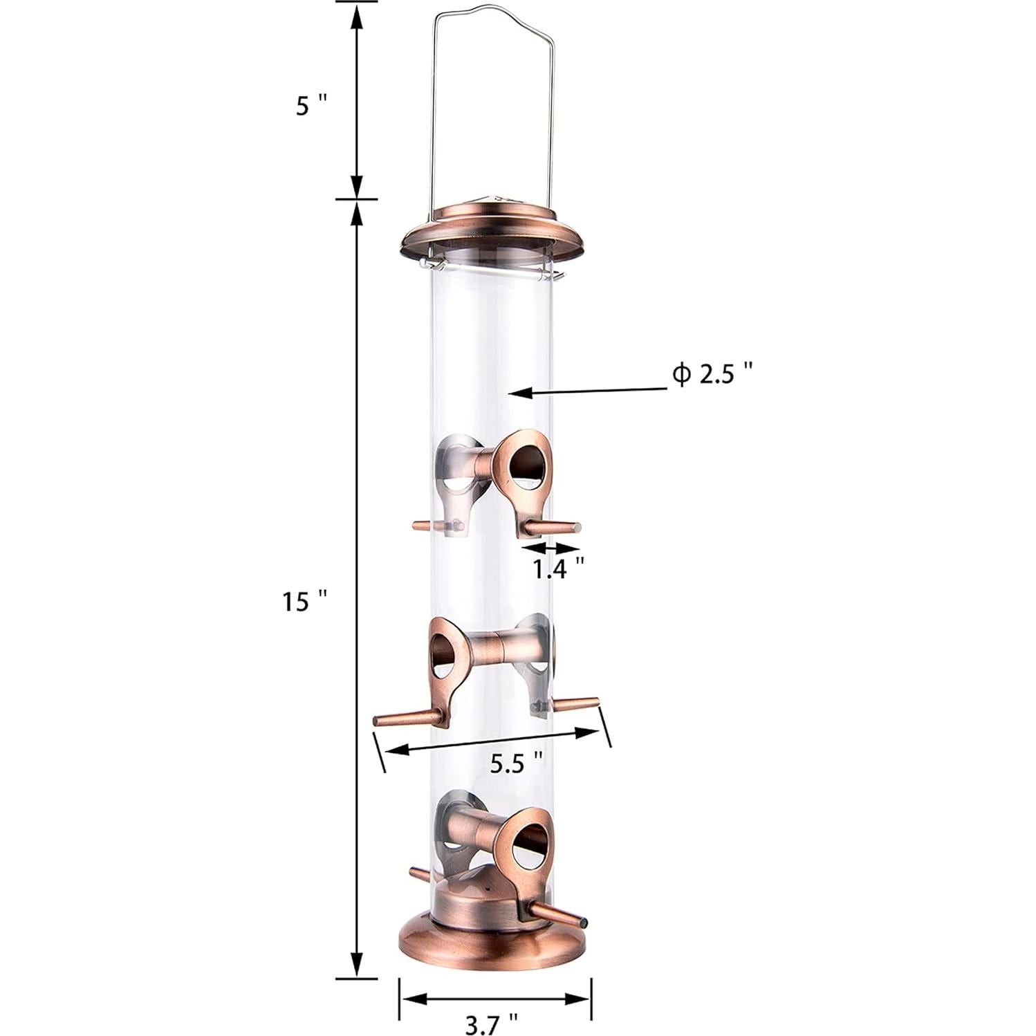 Comedero para Aves iBorn Cobre Cepillado 6 Puertos 39.62 cm