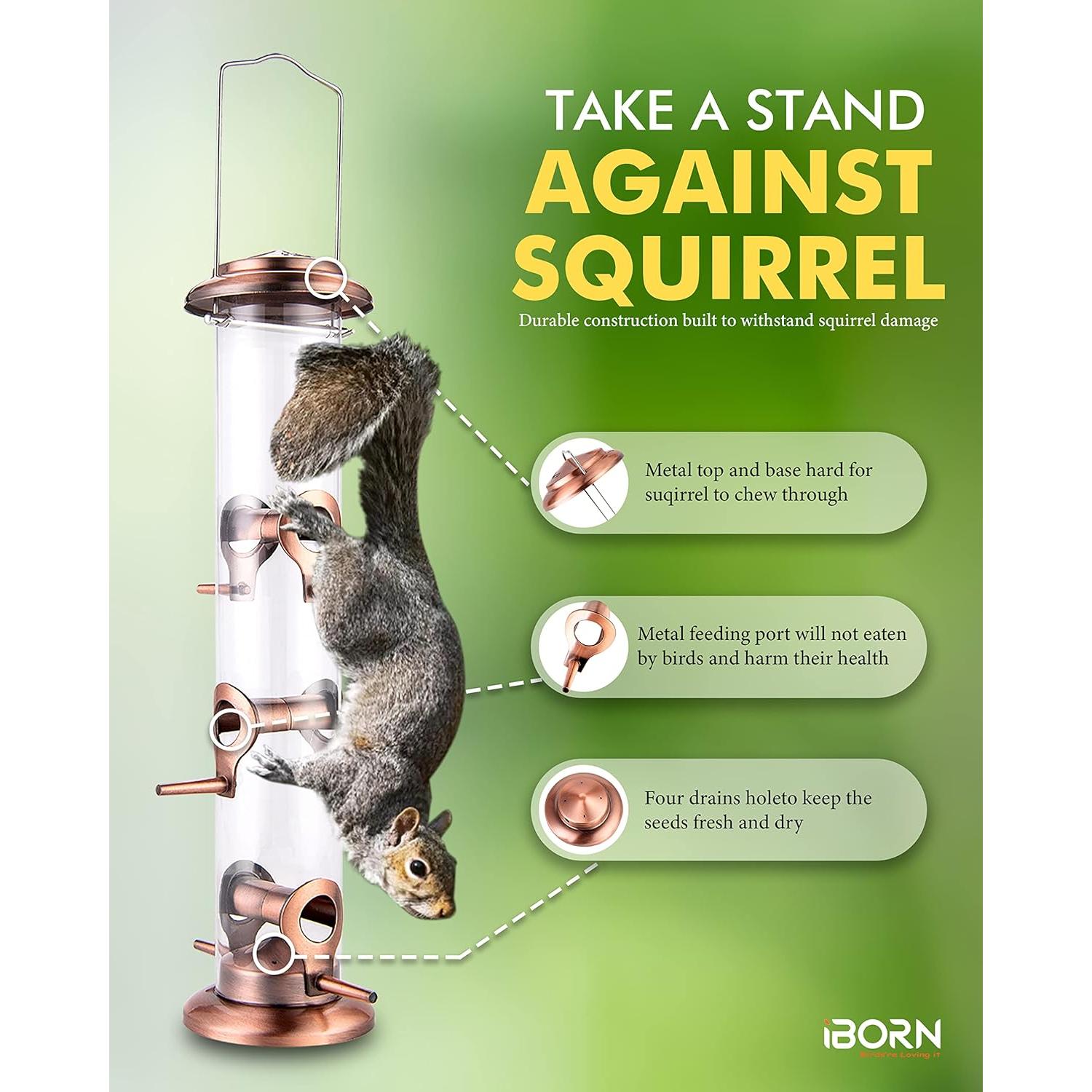 Comedero para Aves iBorn Cobre Cepillado 6 Puertos 39.62 cm