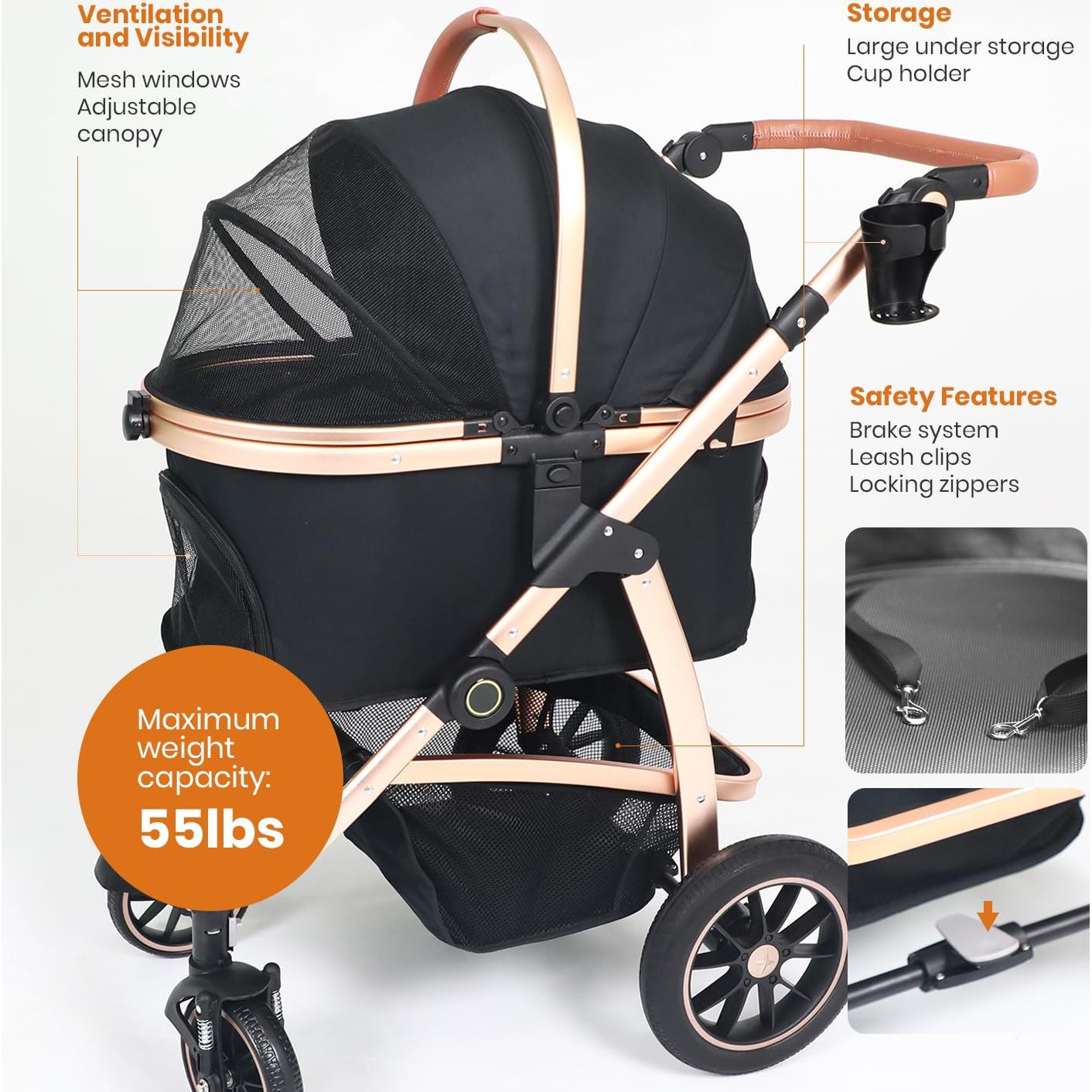 Carrito para Mascotas Neatki 3 en 1 hasta 25 kg Plegable