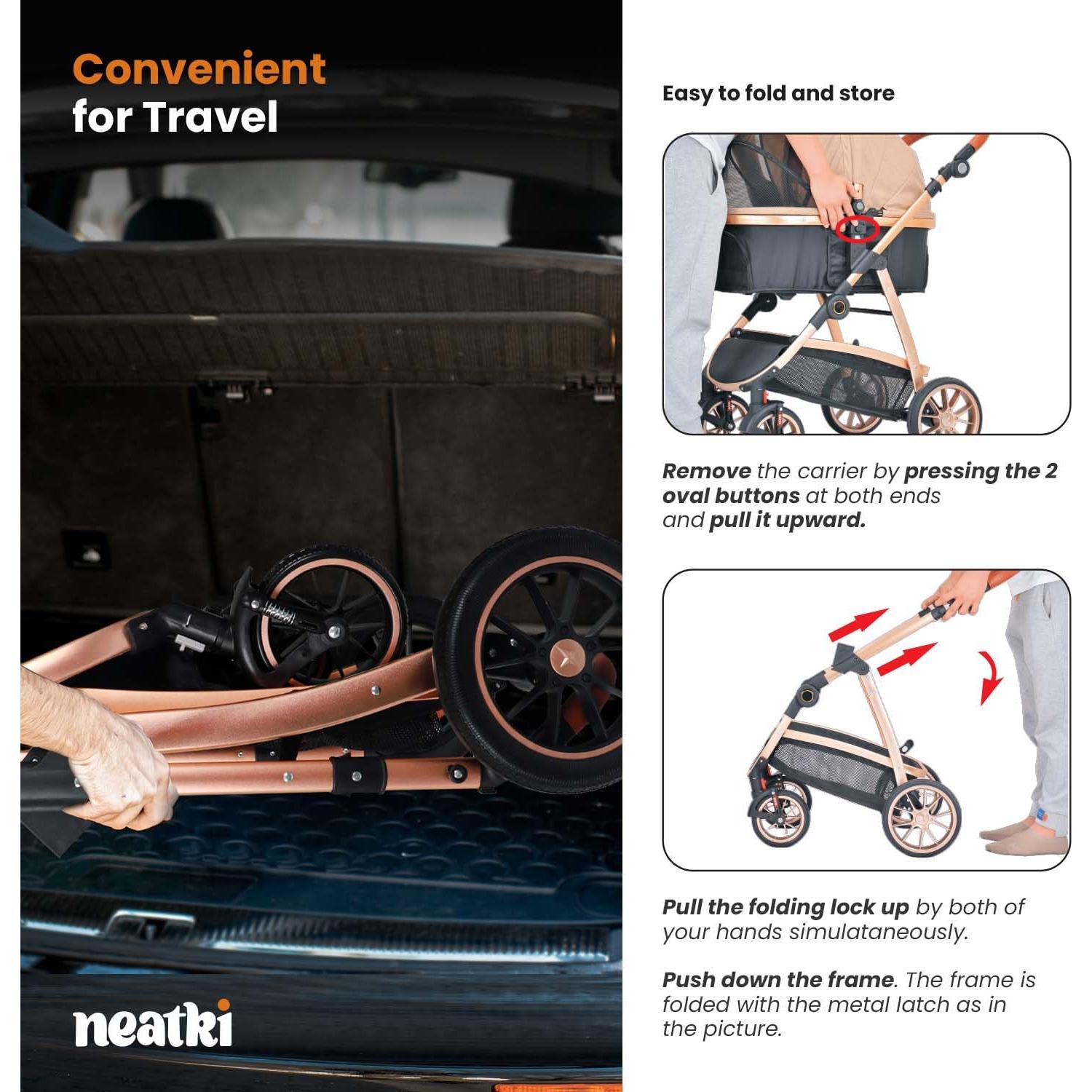 Carrito para Mascotas Neatki 3 en 1 hasta 25 kg Plegable