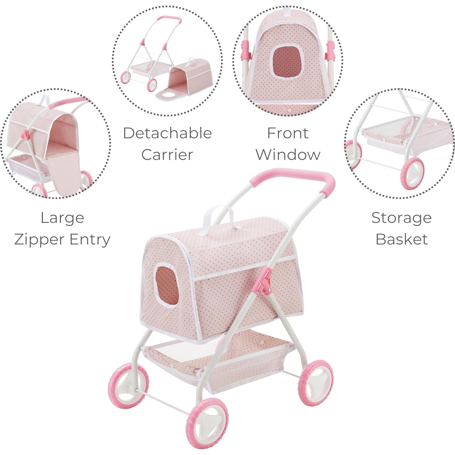 Carrito de Muñeca para Mascotas Olivia's Little World Rosa/Gris