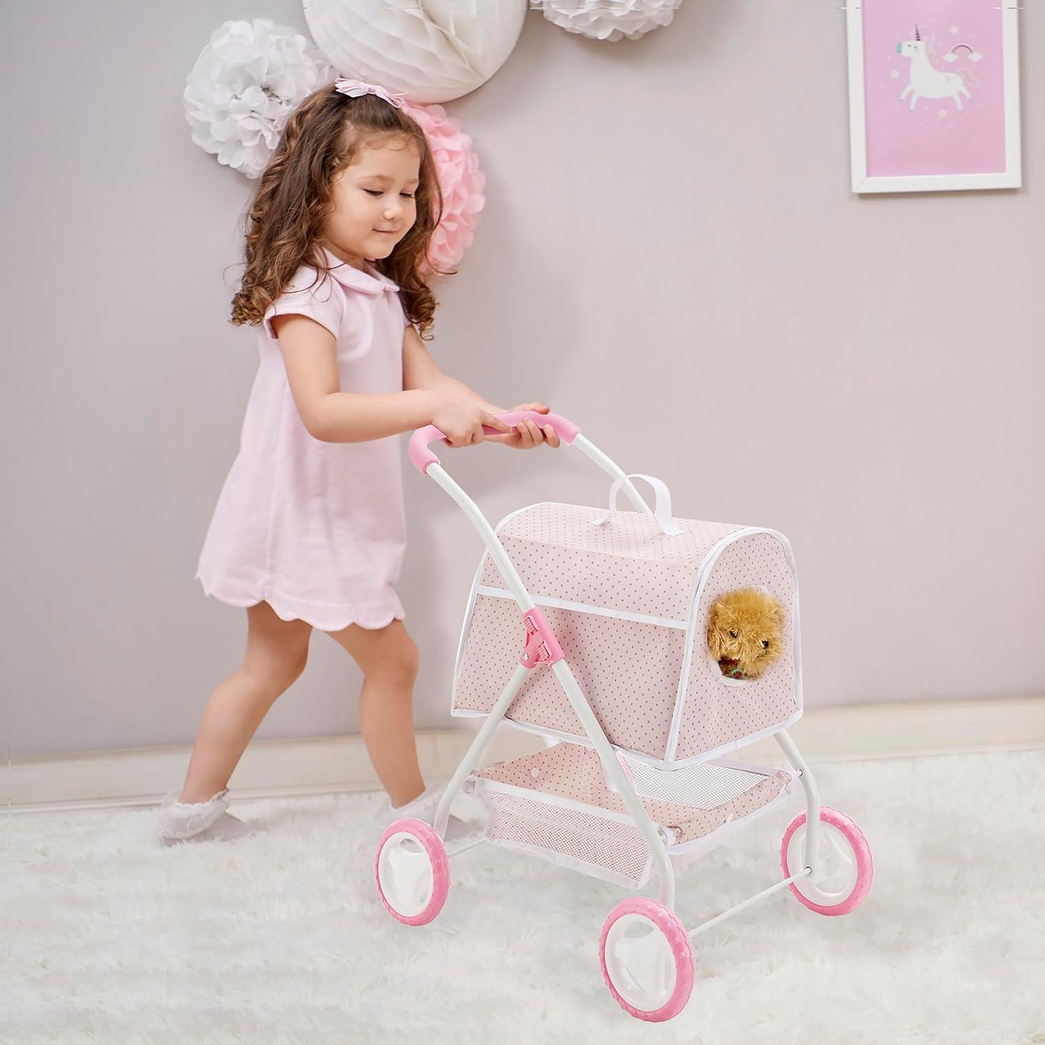 Carrito de Muñeca para Mascotas Olivia's Little World Rosa/Gris