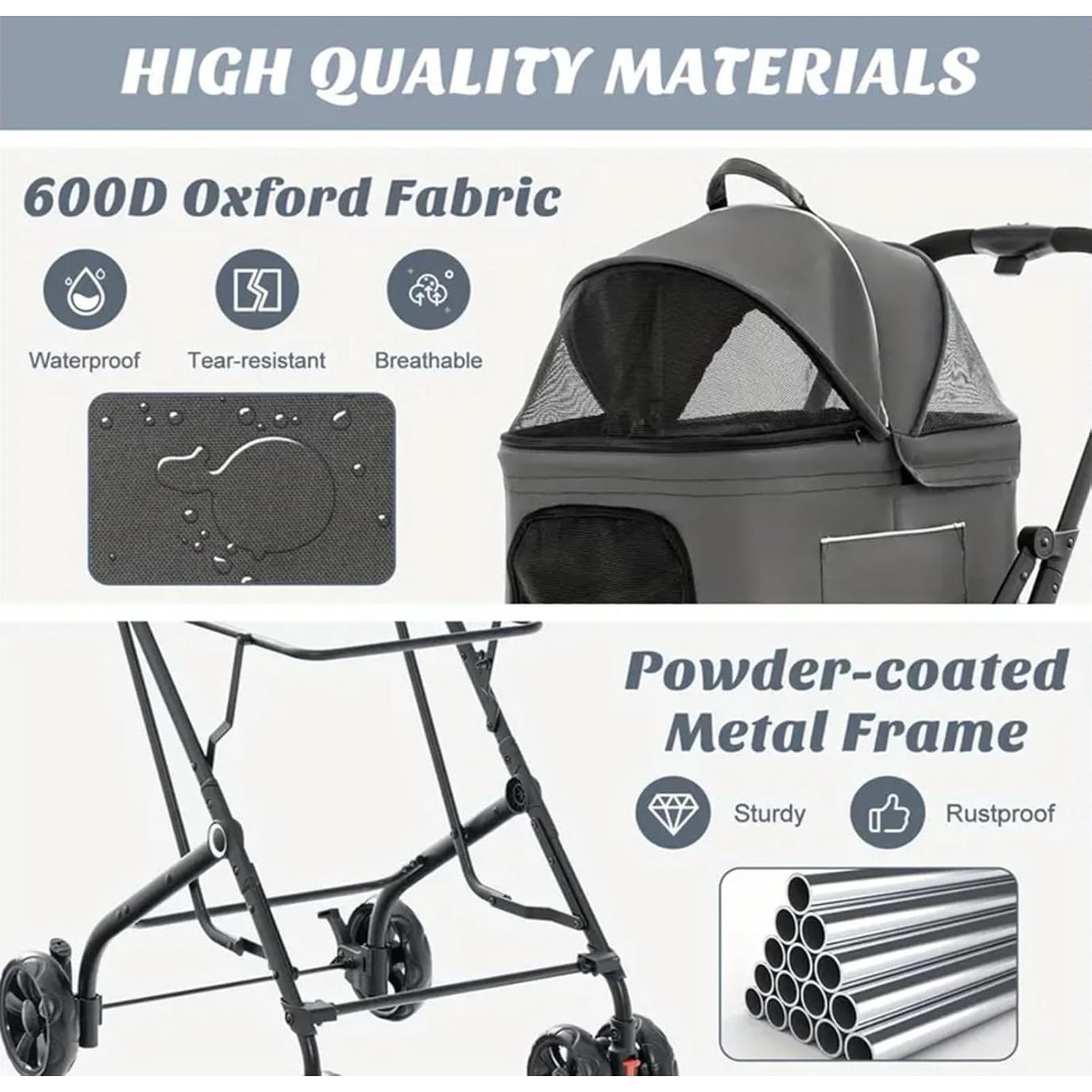 Carrito para Mascotas Upnorthstar Plegable con 2 Transportadoras