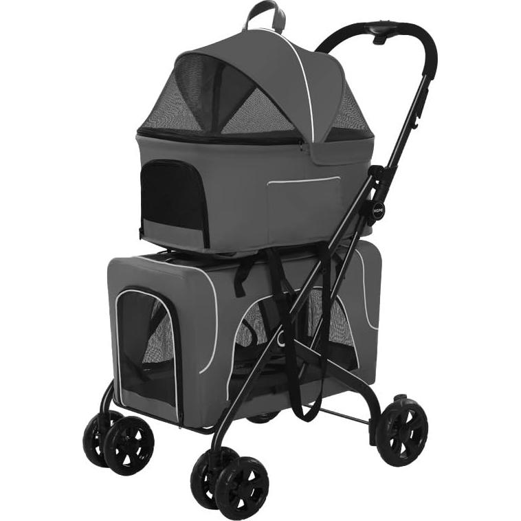 Carrito para Mascotas Upnorthstar Plegable con 2 Transportadoras