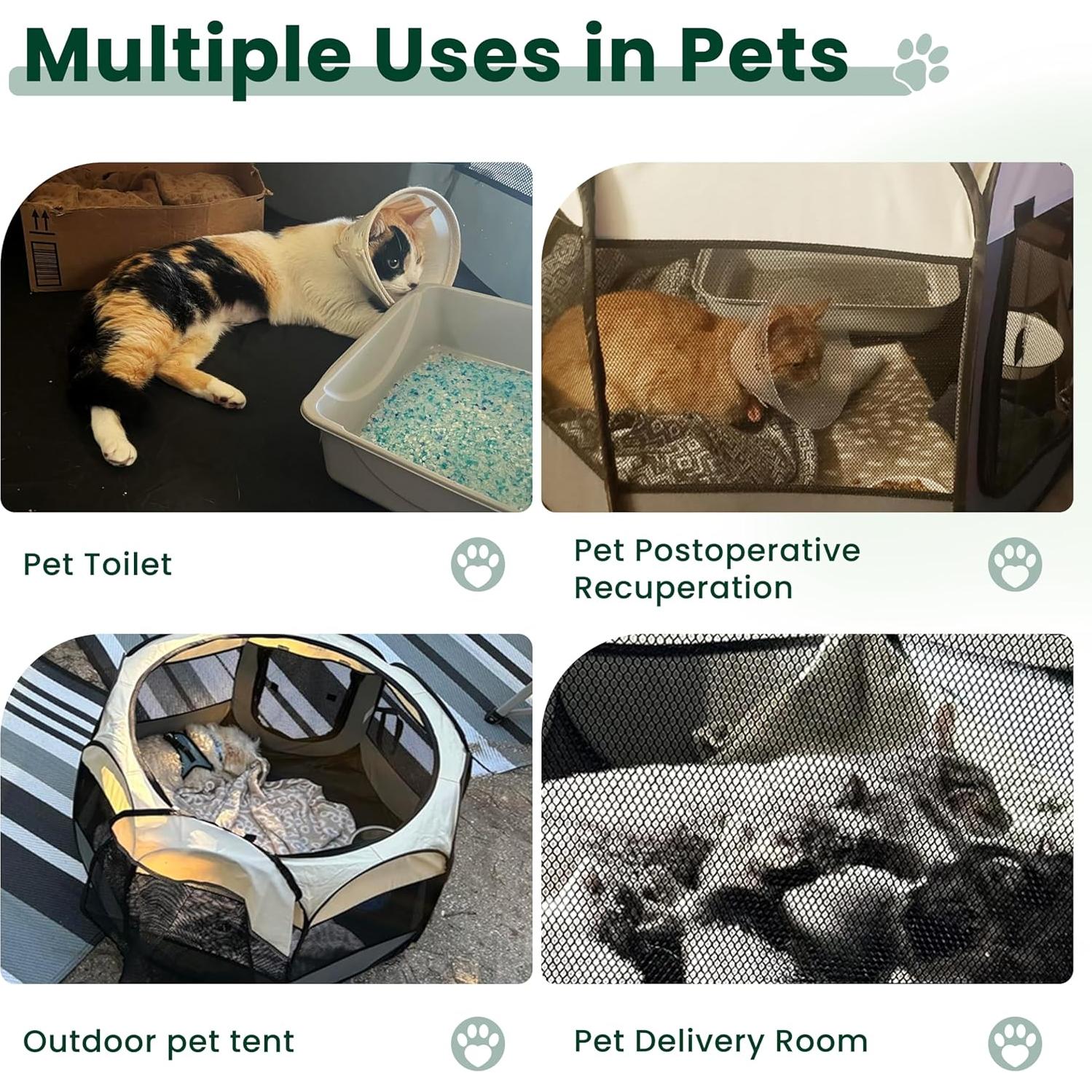 Love's cabin Pet Puppy Dog Playpen, Small Dog Tent Crates Cage Indoor/Outdoor, Portable Playpen for Cat, Foldable Pop Up Dog Kennel Playpen with Carring Case, Removable Zipper Top, Grey