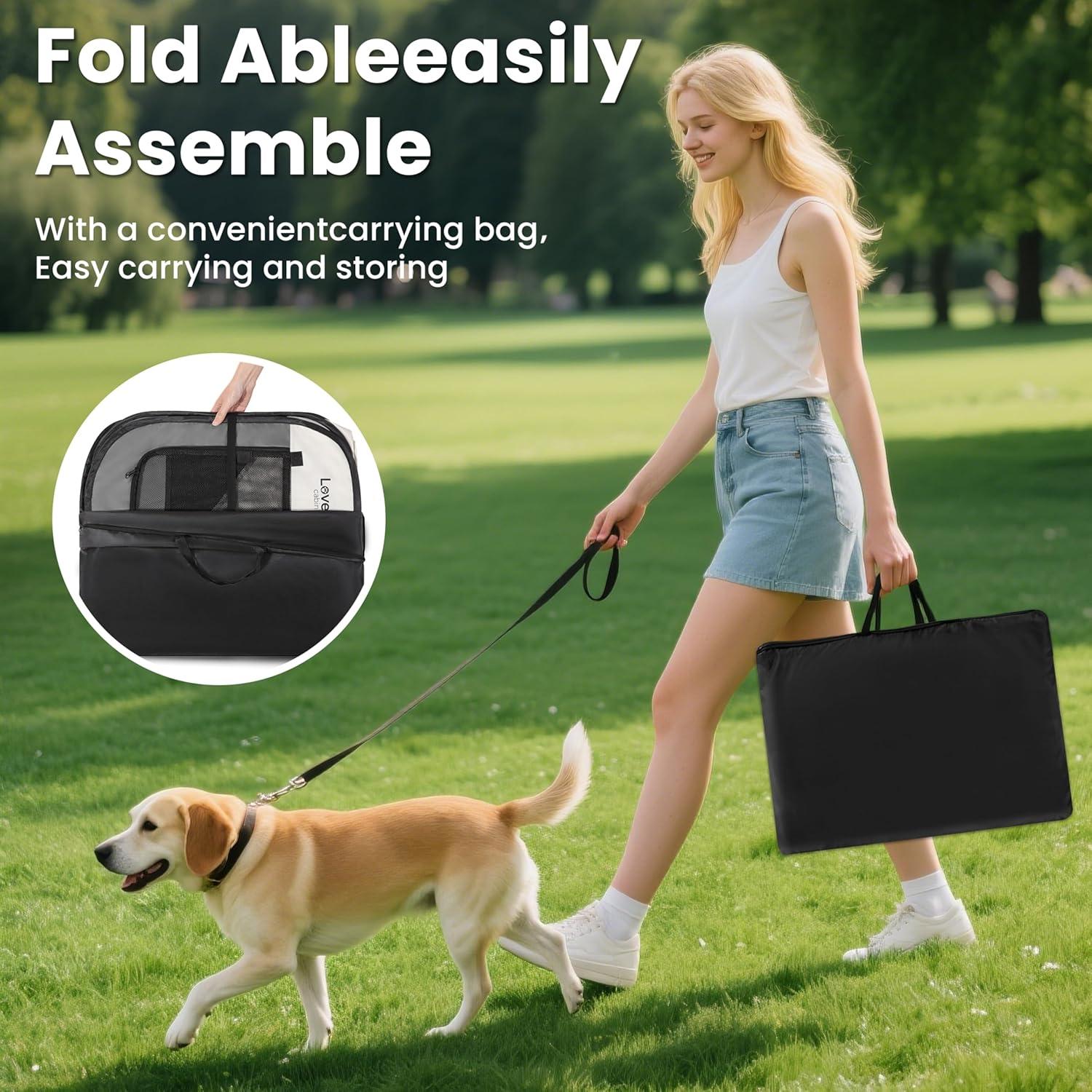 Love's cabin Pet Puppy Dog Playpen, Small Dog Tent Crates Cage Indoor/Outdoor, Portable Playpen for Cat, Foldable Pop Up Dog Kennel Playpen with Carring Case, Removable Zipper Top, Grey