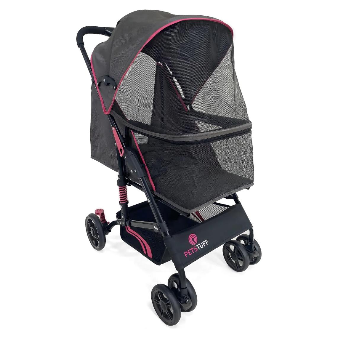 Carrito Plegable para Mascotas PETS TUFF Rosa 27.2 kg