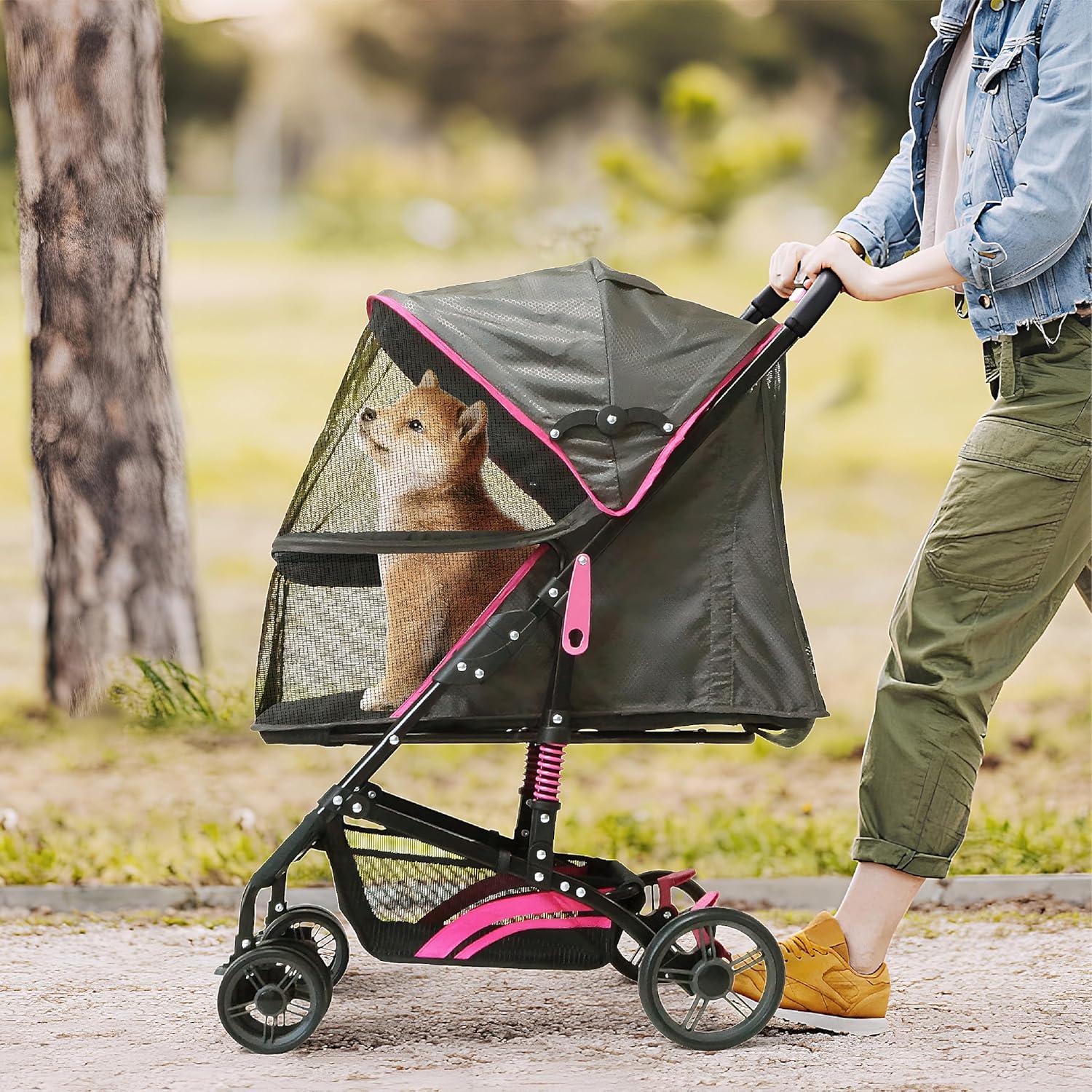 Carrito Plegable para Mascotas PETS TUFF Rosa 27.2 kg
