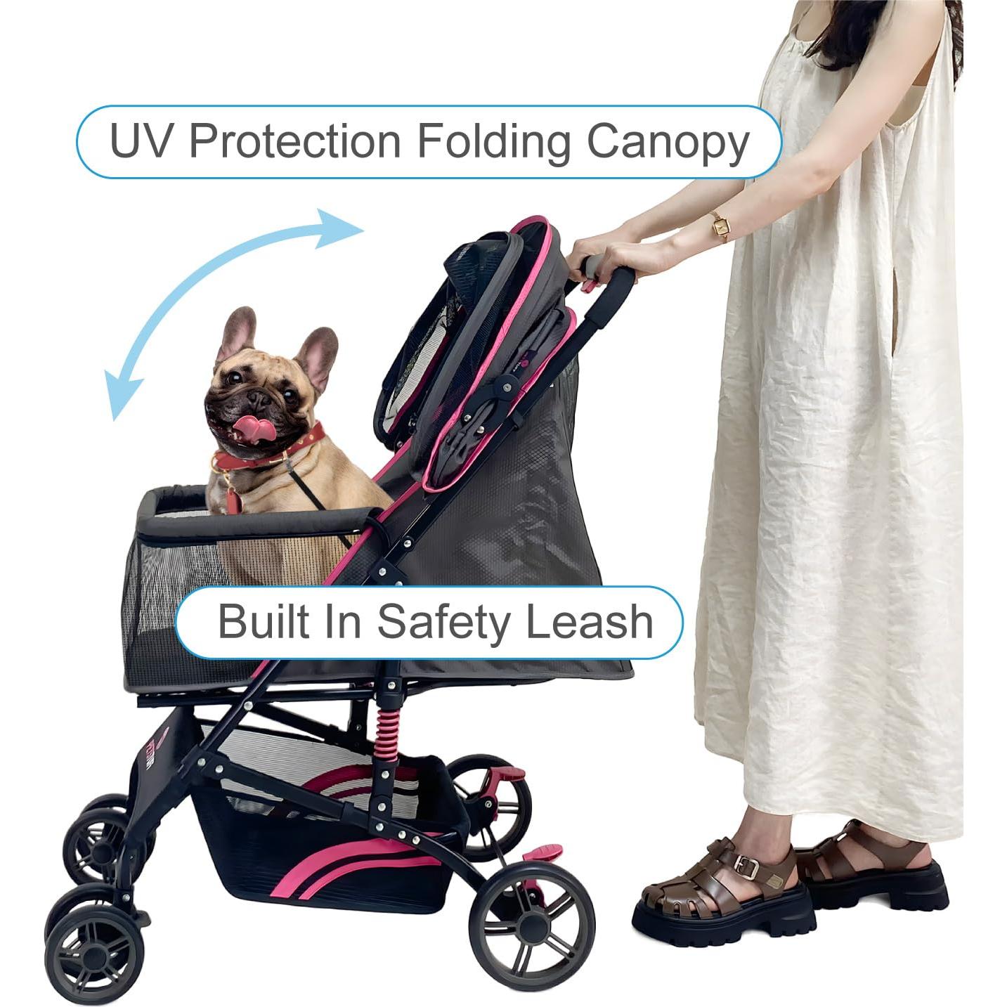 Carrito Plegable para Mascotas PETS TUFF Rosa 27.2 kg