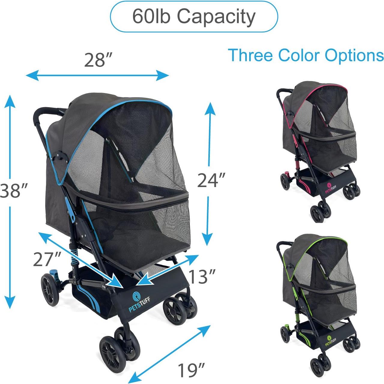 Carrito Plegable para Mascotas PETS TUFF Rosa 27.2 kg