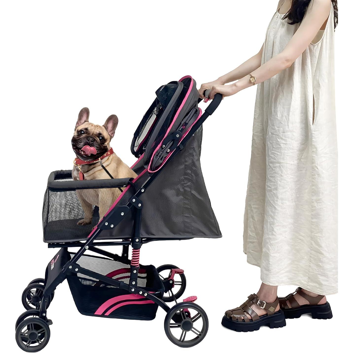 Carrito Plegable para Mascotas PETS TUFF Rosa 27.2 kg