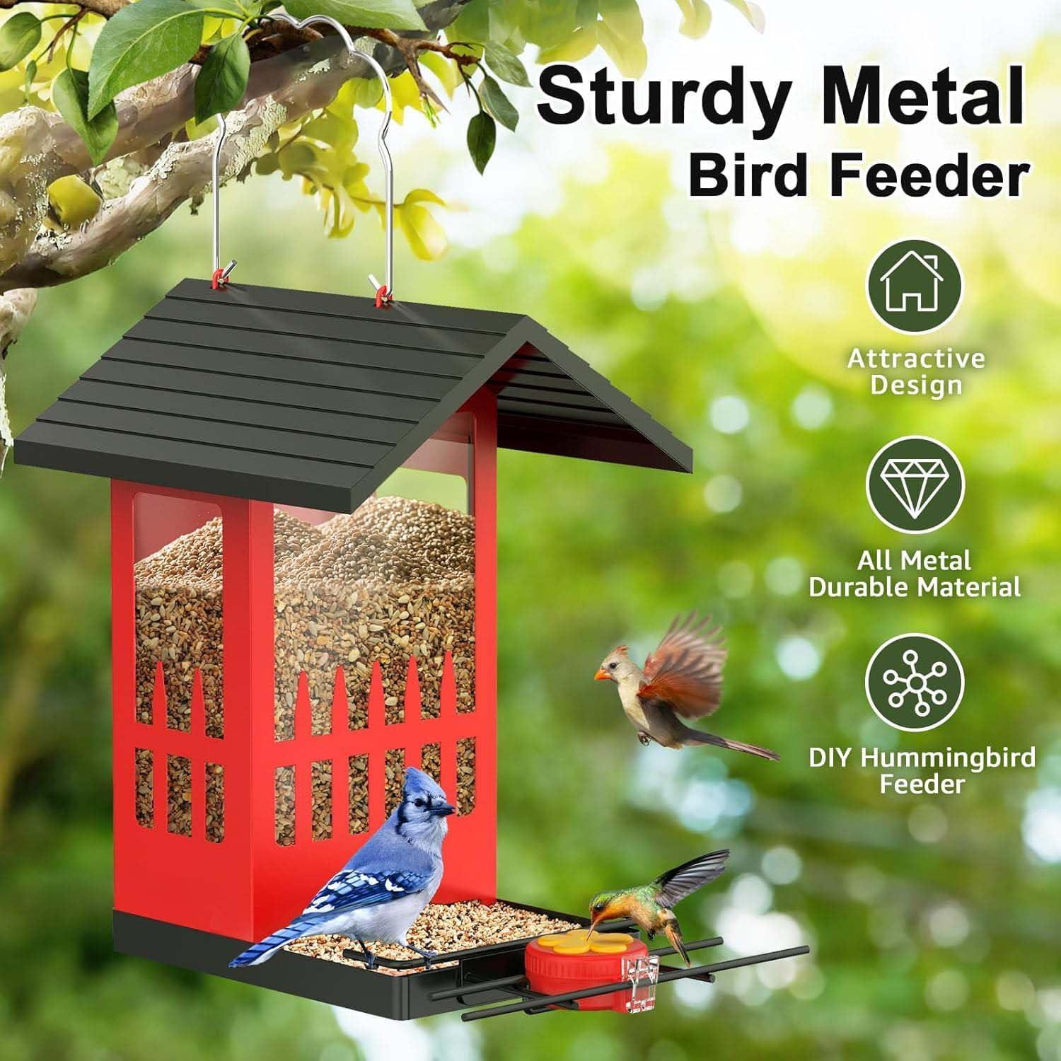 Comedero para Aves VistaFledge 3.4L Metal Rojo Colibrí 2 en 1