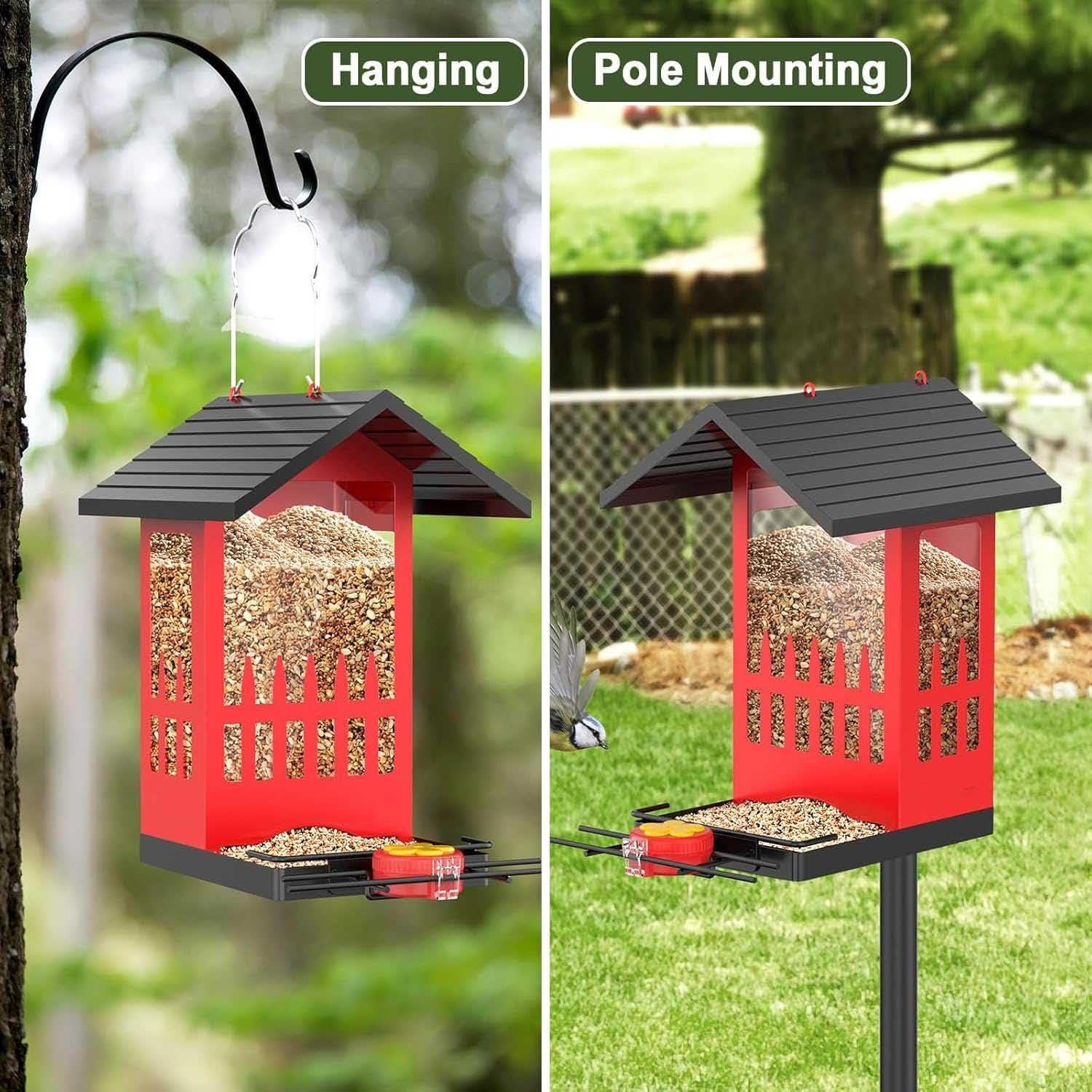 Comedero para Aves VistaFledge 3.4L Metal Rojo Colibrí 2 en 1