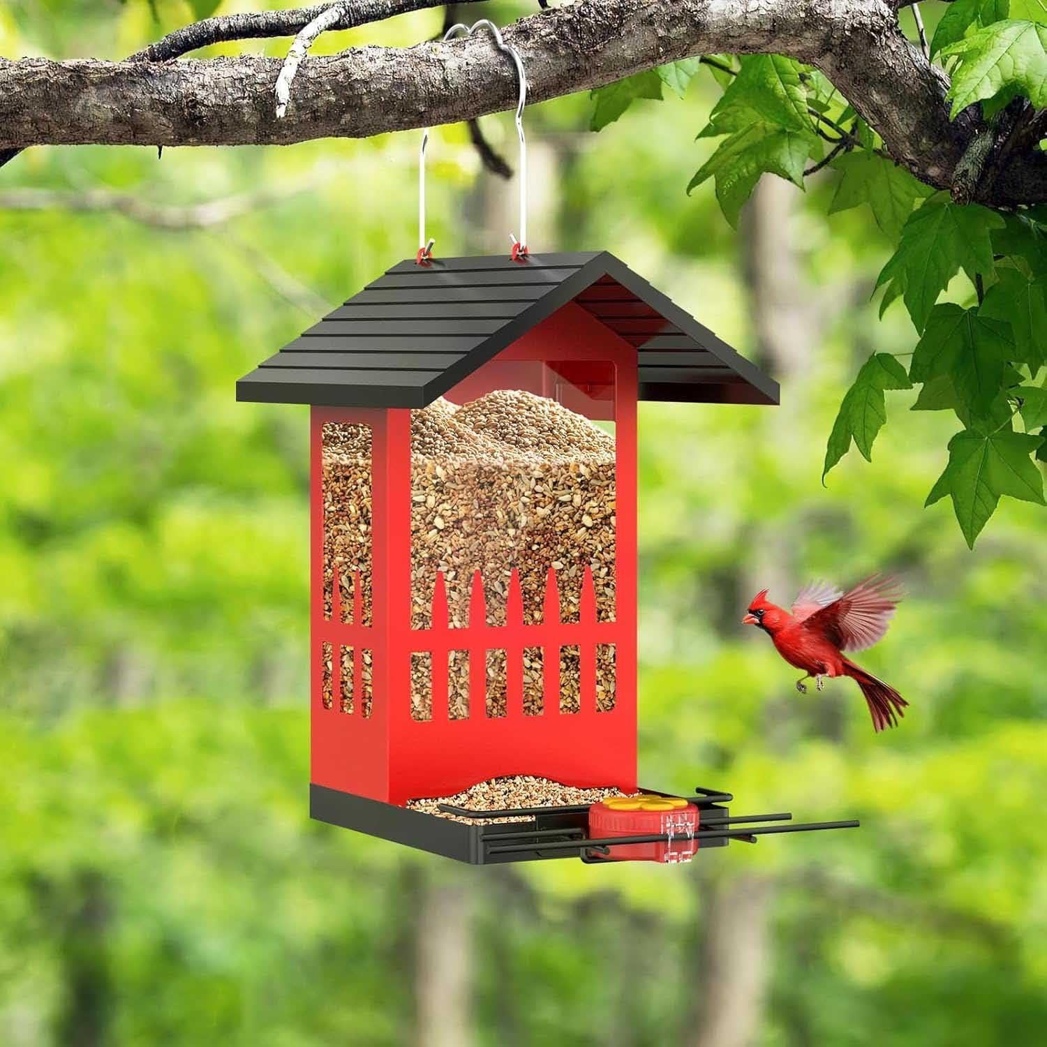Comedero para Aves VistaFledge 3.4L Metal Rojo Colibrí 2 en 1