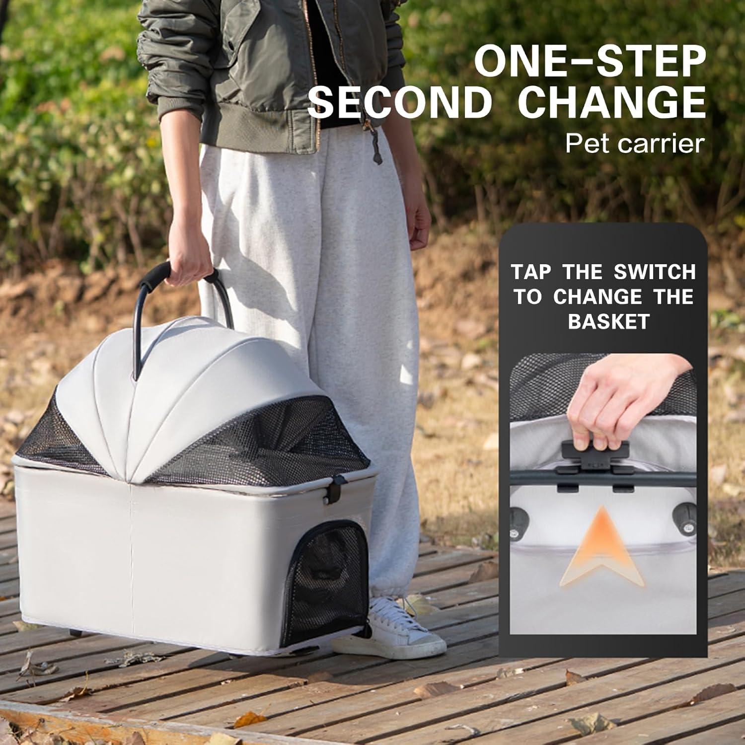 Carrito Doble para Mascotas K ERATISNIK Gris 4 en 1 Plegable