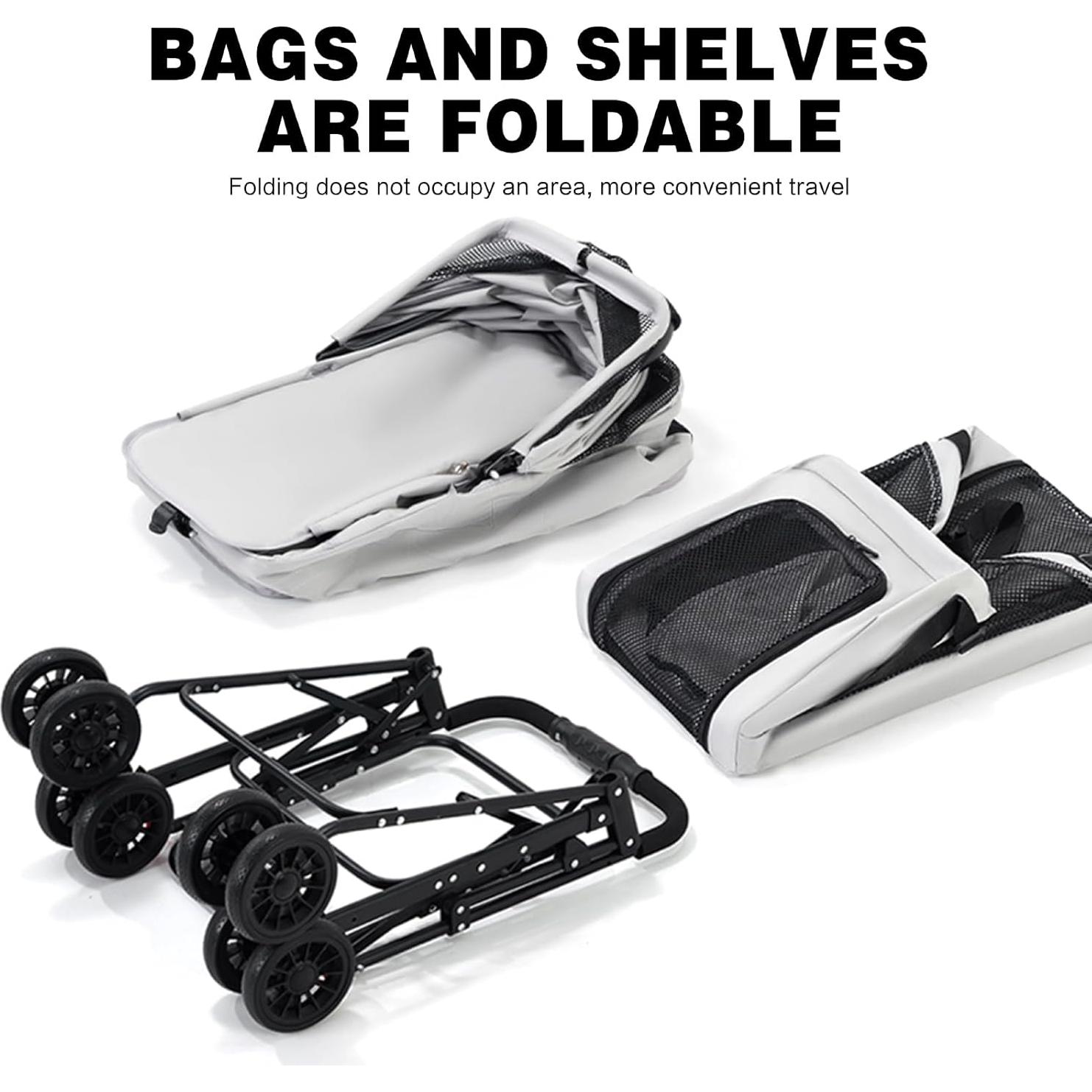 Carrito Doble para Mascotas K ERATISNIK Gris 4 en 1 Plegable