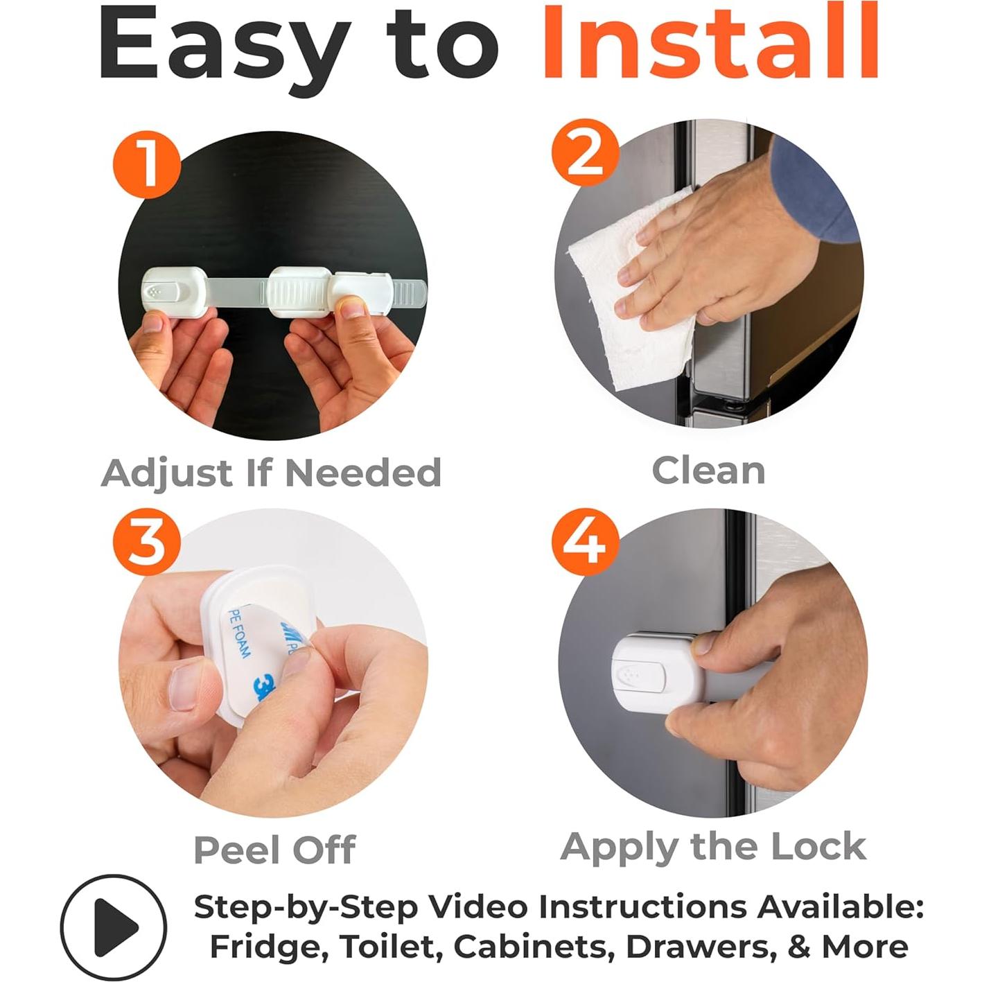 Cerraduras a Prueba de Niños 4-Pack HBASS4B Ajustables