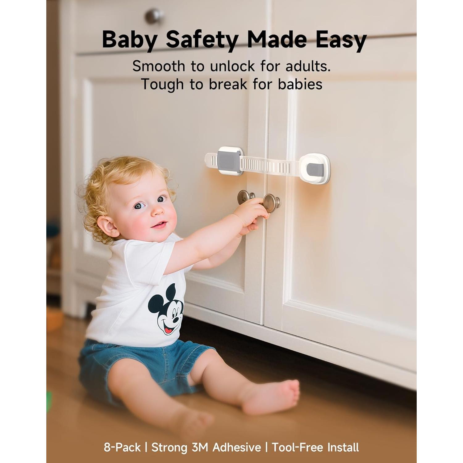 Cerraduras de Gabinete Infinno 8 Pack Seguridad Niños Gris