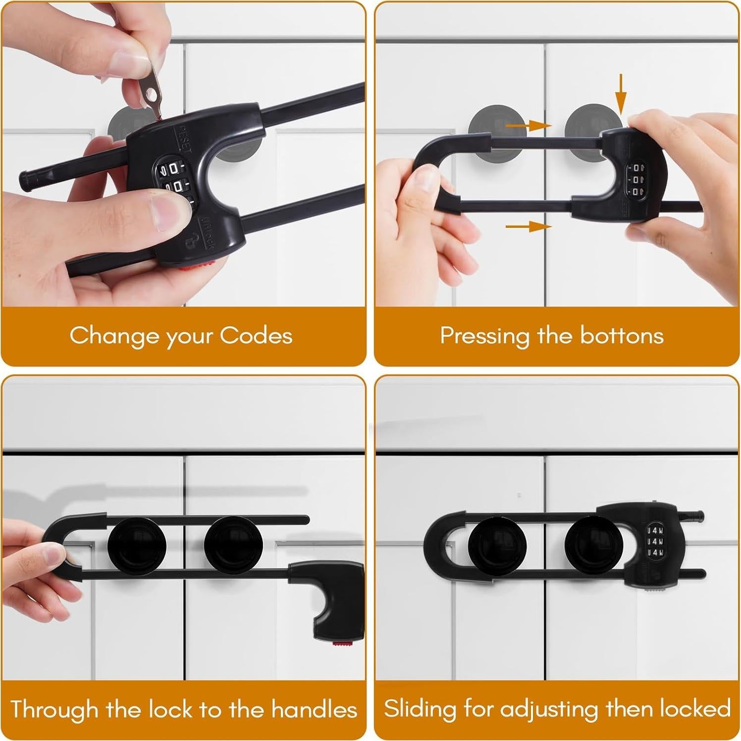 Cerraduras Deslizantes para Gabinetes xuanxi star 4 Piezas Negro