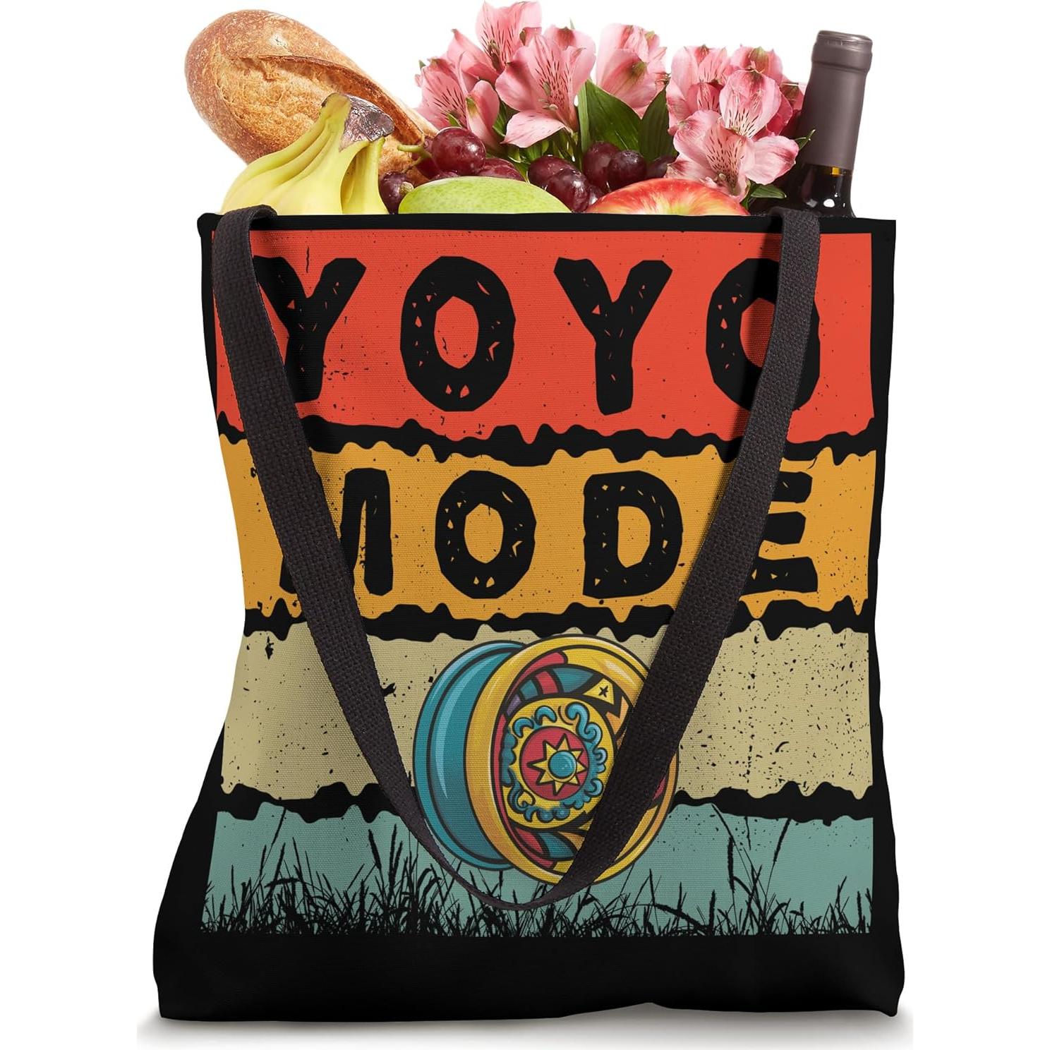Bolsa Tote Retro Vintage Yo-Yo 40.64 cm con Asas Negras
