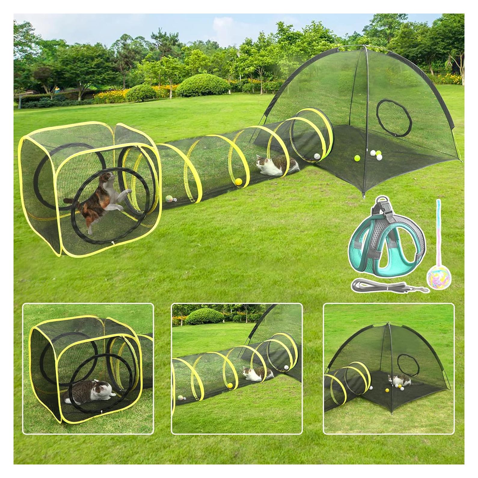 Recinto para Gatos al Aire Libre Wilwolfer 3 en 1 con Arnés