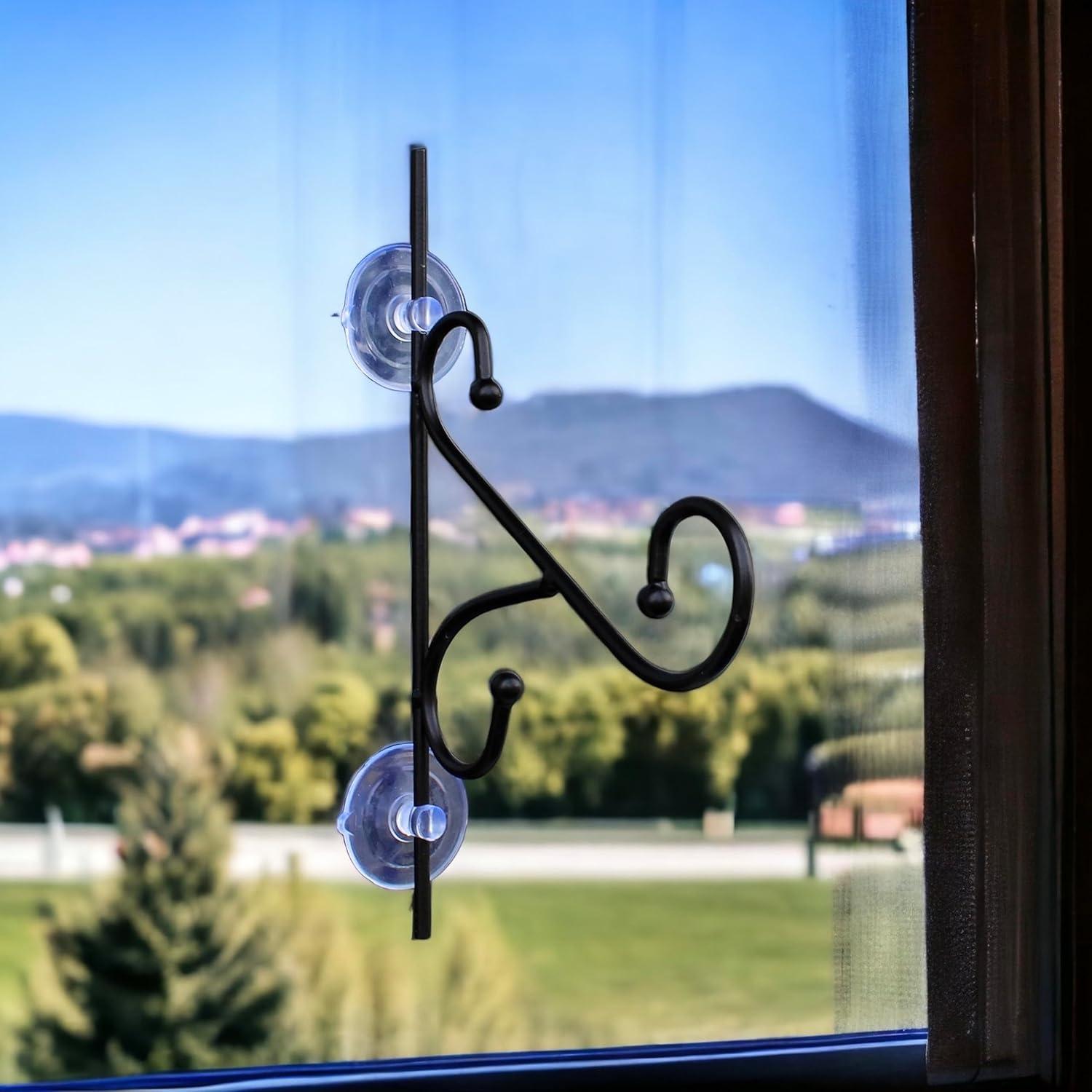 Gancho de Ventana Ornamental Esenciales para el Jardín - Metal Negro