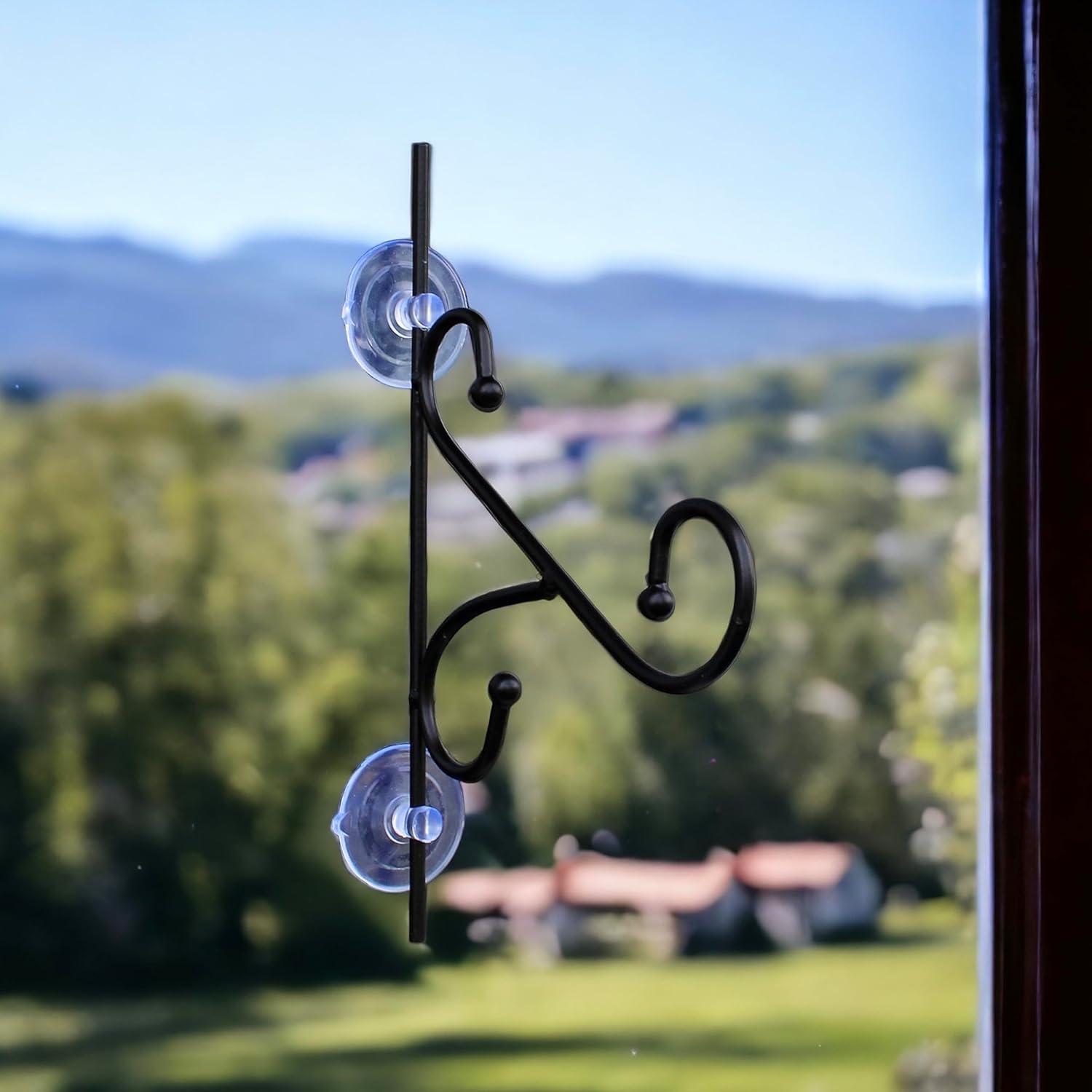 Gancho de Ventana Ornamental Esenciales para el Jardín - Metal Negro