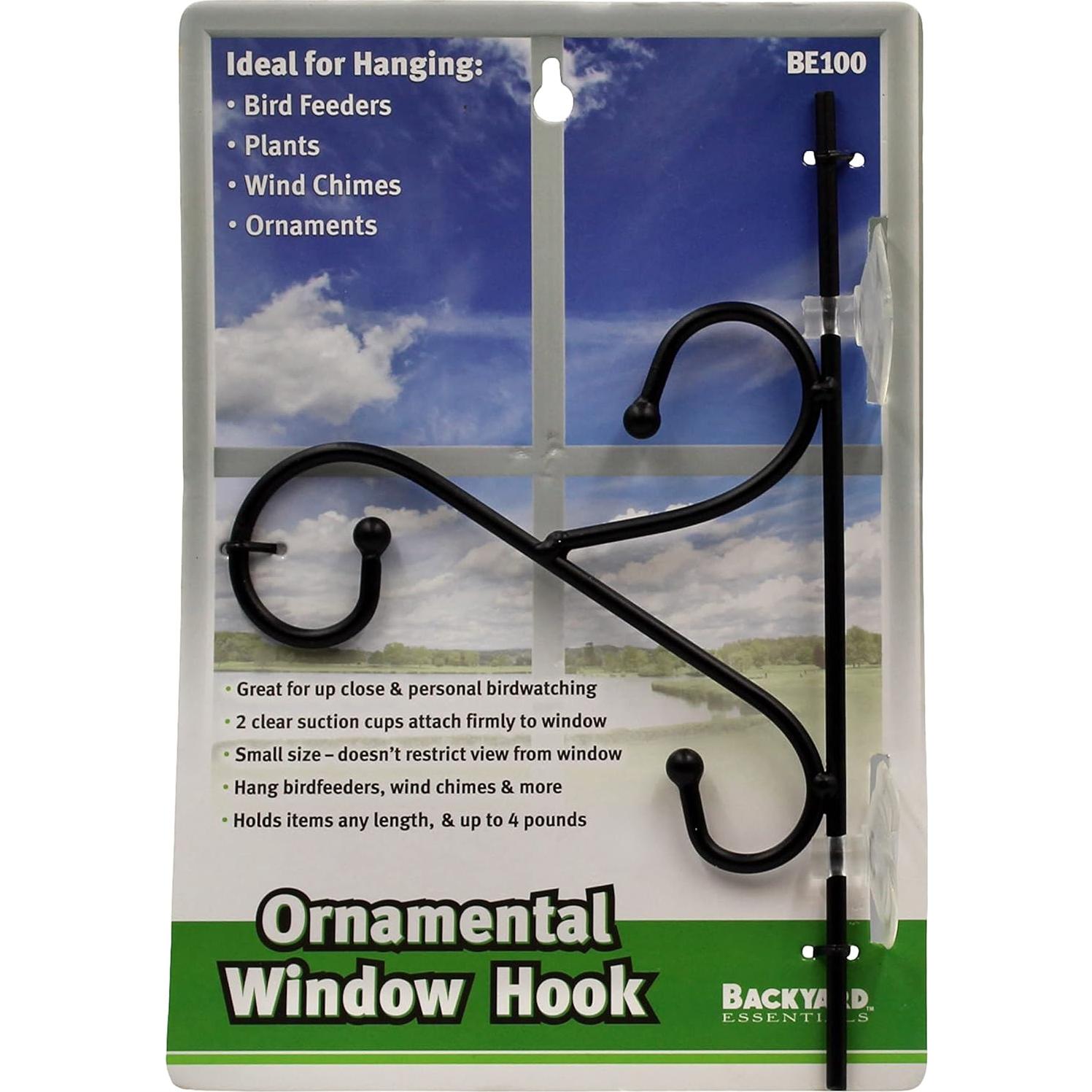 Gancho de Ventana Ornamental Esenciales para el Jardín - Metal Negro