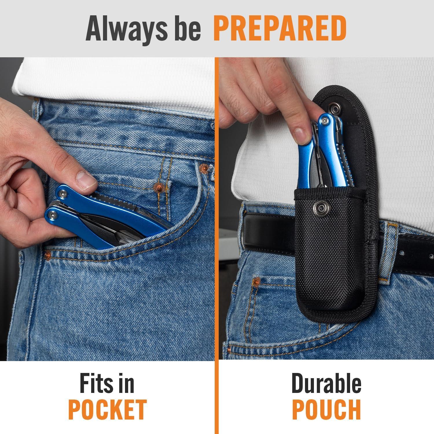 Multiherramienta 15-en-1 Pro-Master, acero inoxidable, azul