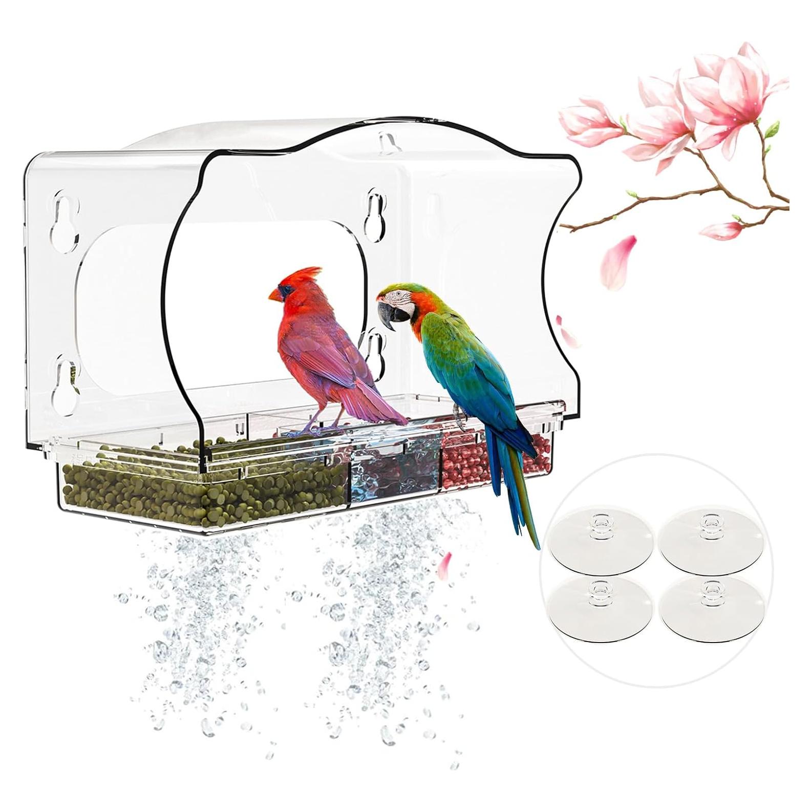 Alimentador de Aves para Ventana SIGOWING Acrílico 25.4x15.24 cm