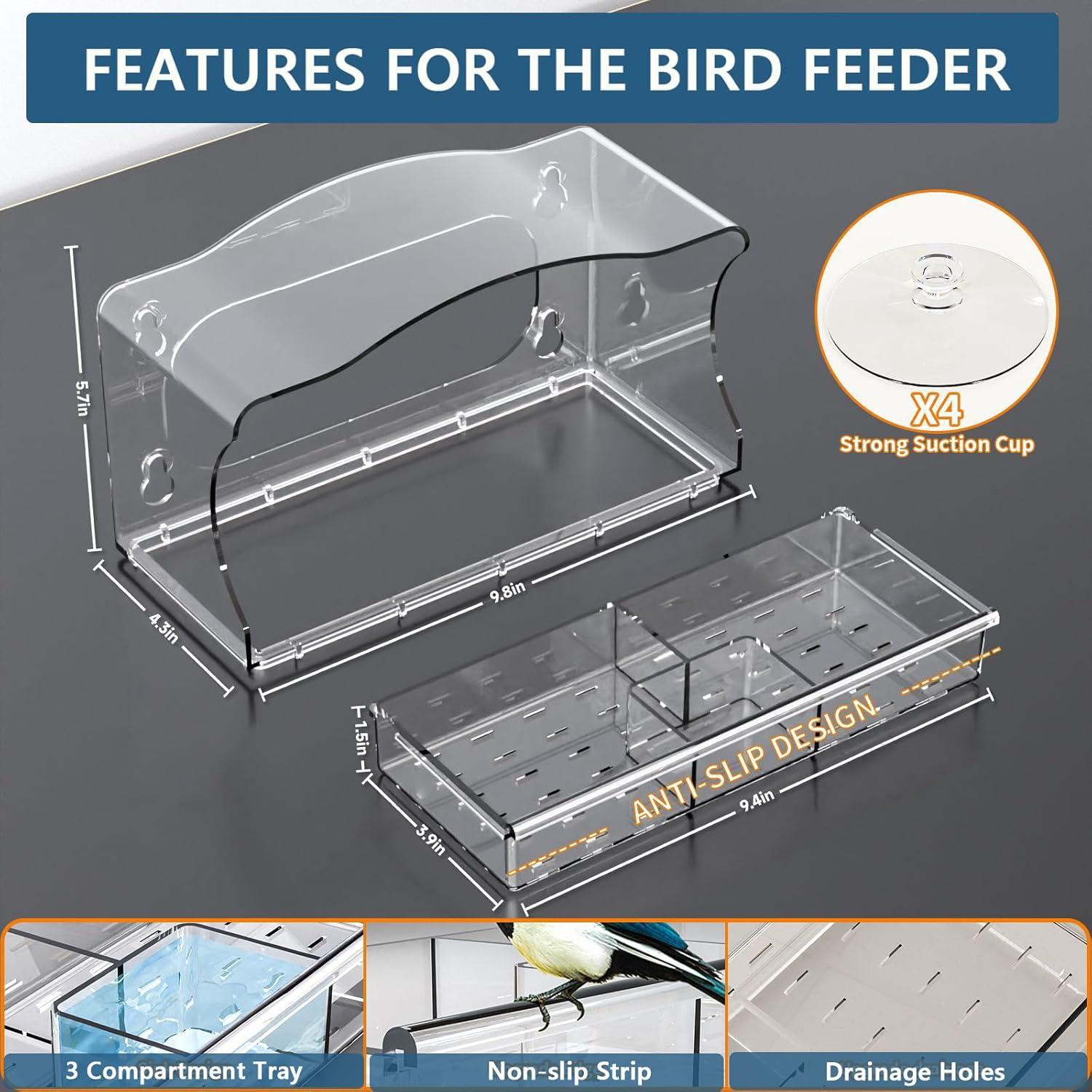 Alimentador de Aves para Ventana SIGOWING Acrílico 25.4x15.24 cm