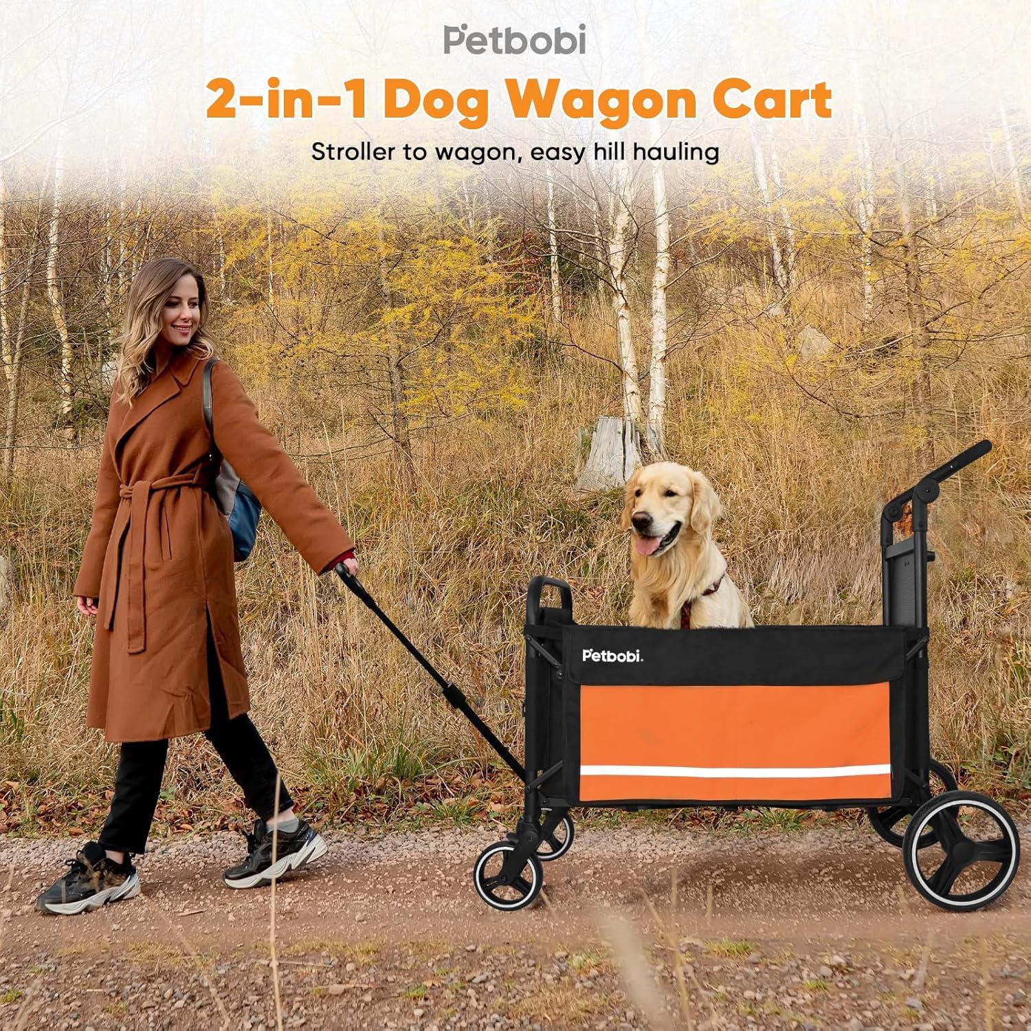 Carrito de Paseo para Perros Petbobi CP3305 Naranja 2 en 1