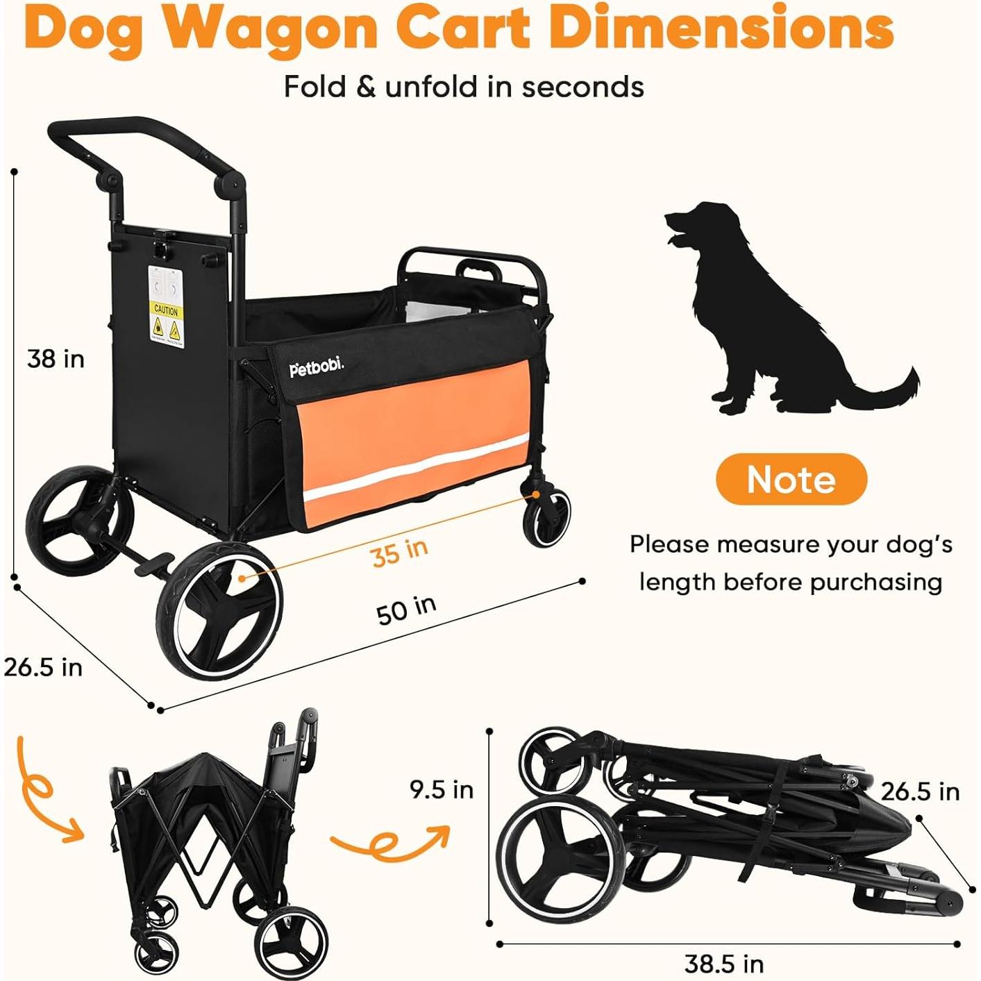 Carrito de Paseo para Perros Petbobi CP3305 Naranja 2 en 1